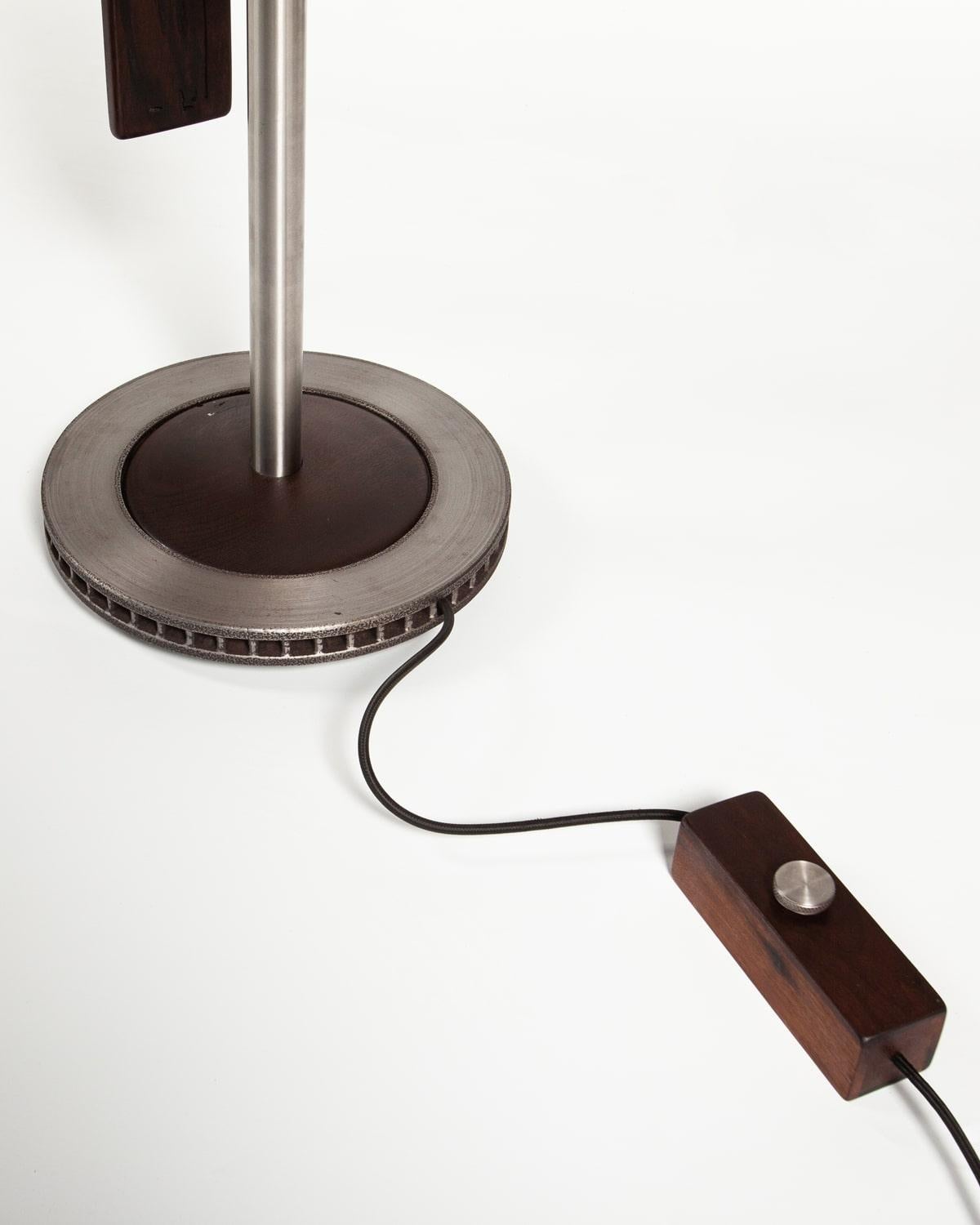 Stainless Steel Brazilian Handcrafted Floor Lamp 