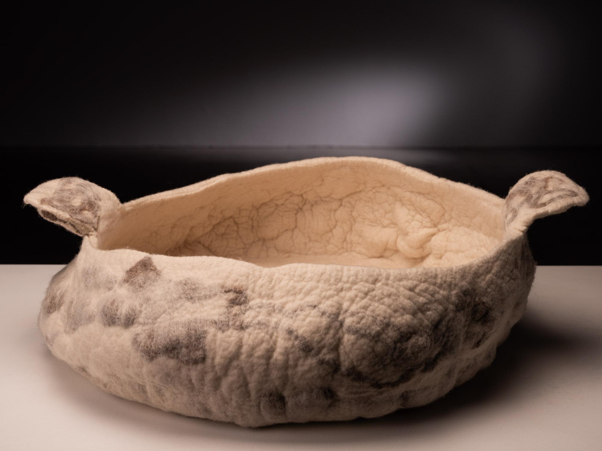 Contemporary Brazilian Handmade Basket in Sheep's Wool, by Inês Schertel For Sale