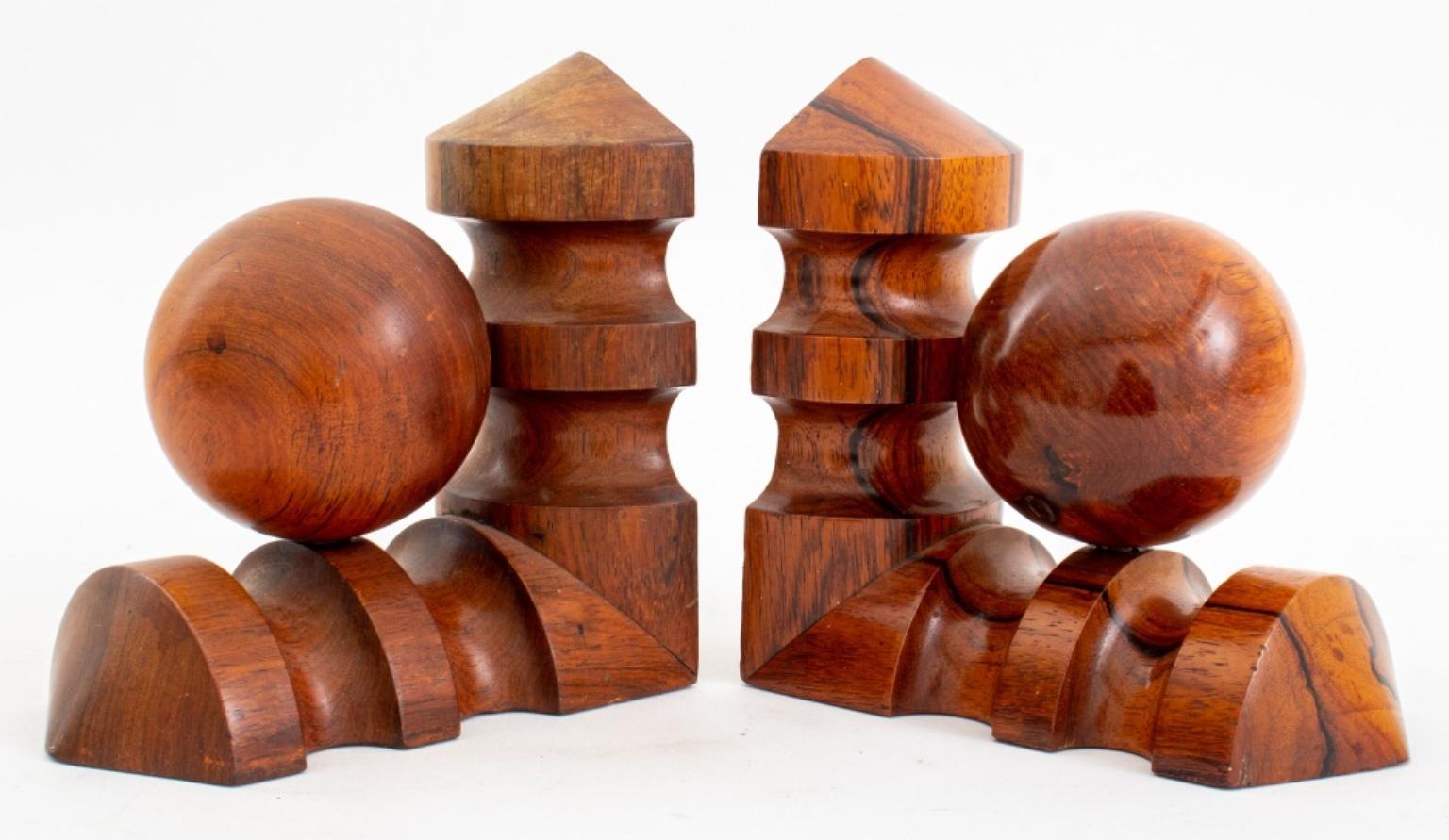 Mid-Century Modern Brazilian Hardwood Geometric Bookends, Pair For Sale