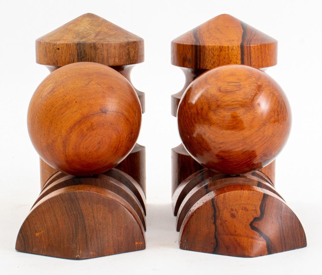 Brazilian Hardwood Geometric Bookends, Pair In Good Condition For Sale In New York, NY