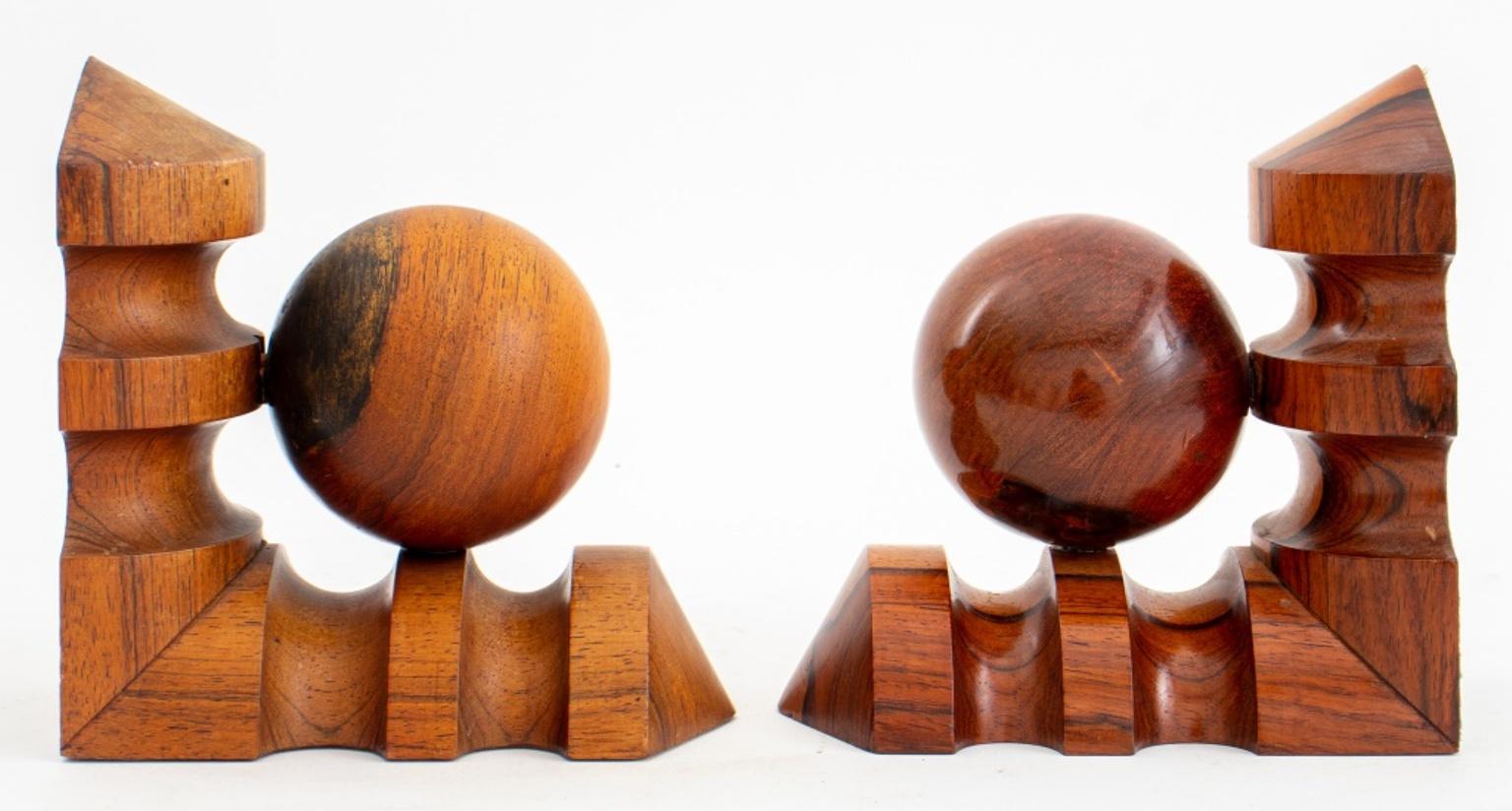 20th Century Brazilian Hardwood Geometric Bookends, Pair For Sale