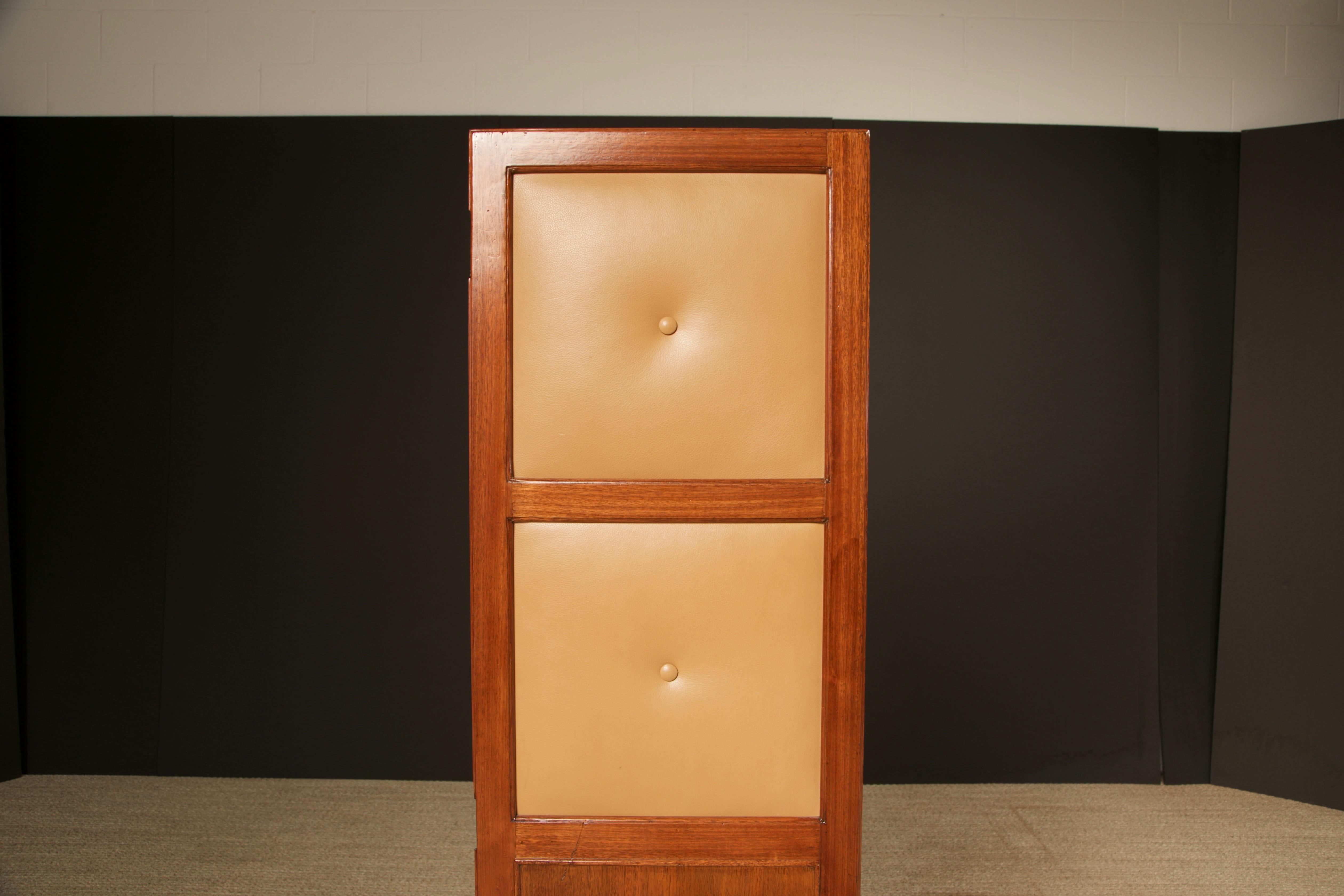 Paravento brasiliano in legno duro, pelle e pannelli specchiati, Brasile, 1960 ca. in vendita 7
