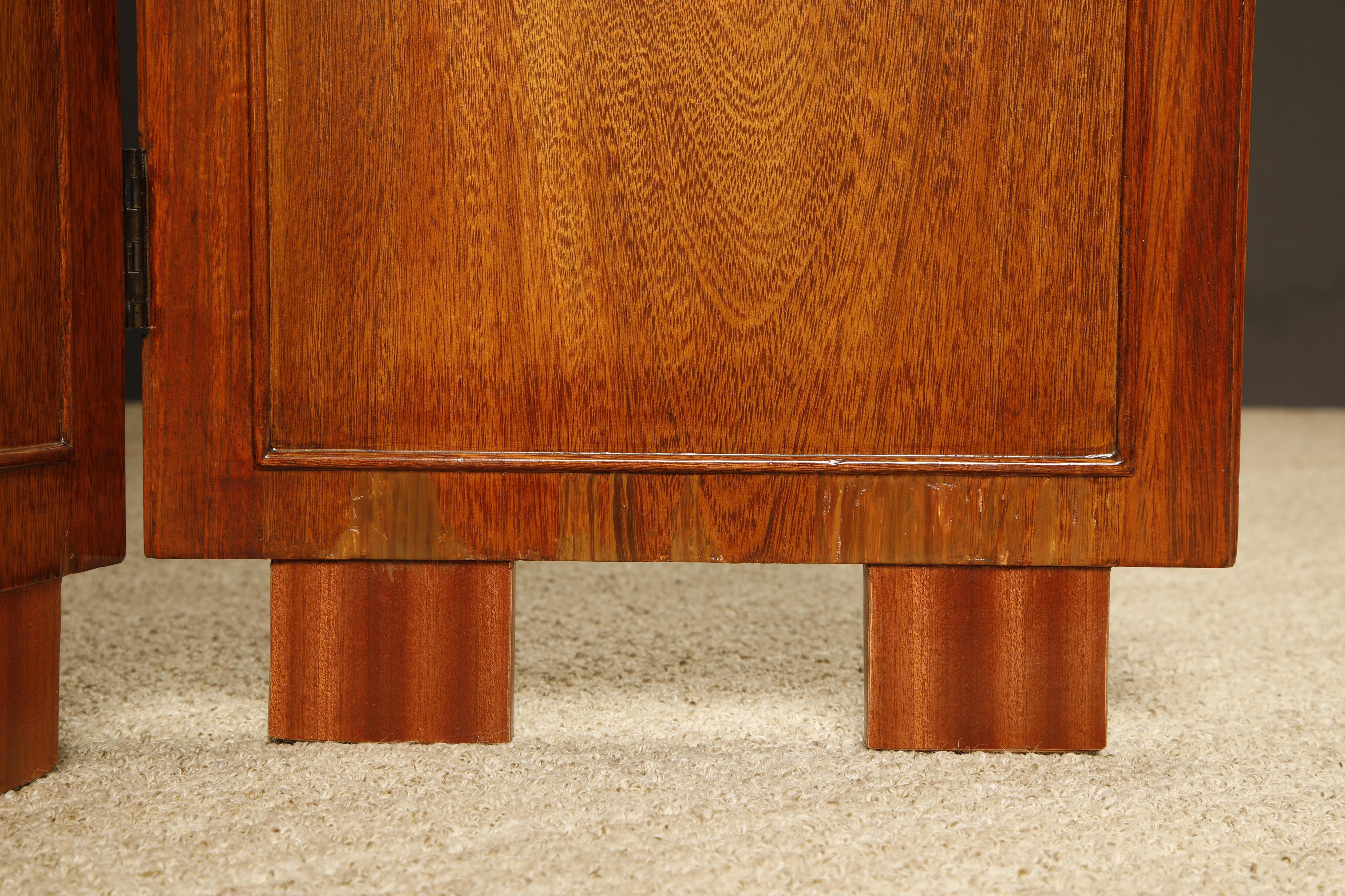 Paravento brasiliano in legno duro, pelle e pannelli specchiati, Brasile, 1960 ca. in vendita 12