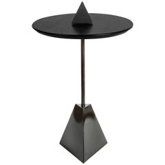 Brazilian Hardwood Painted Black Side Table, Triangle
