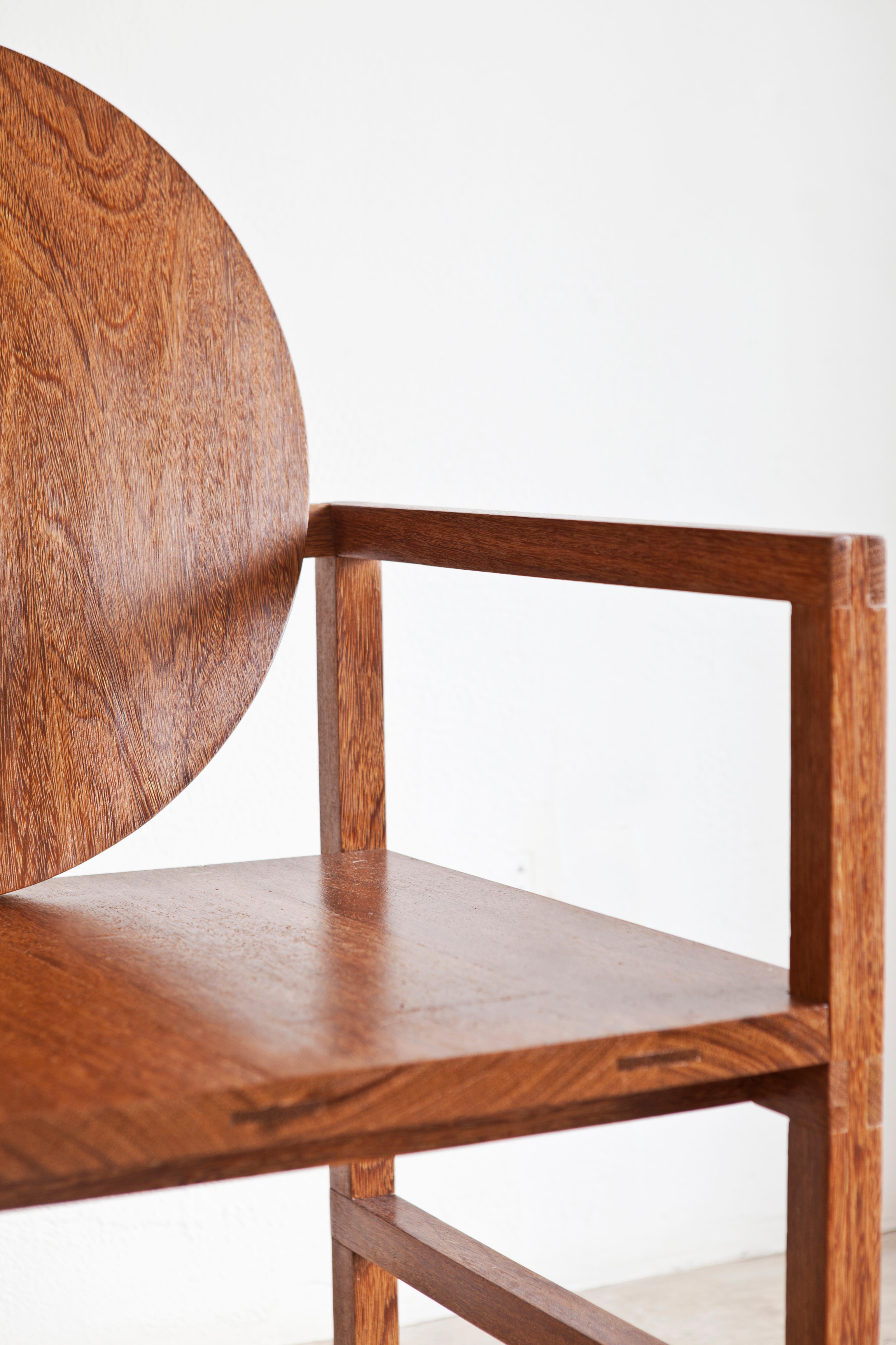 Woodwork Brazilian Hardwood Sucupira Chair, Medallion For Sale