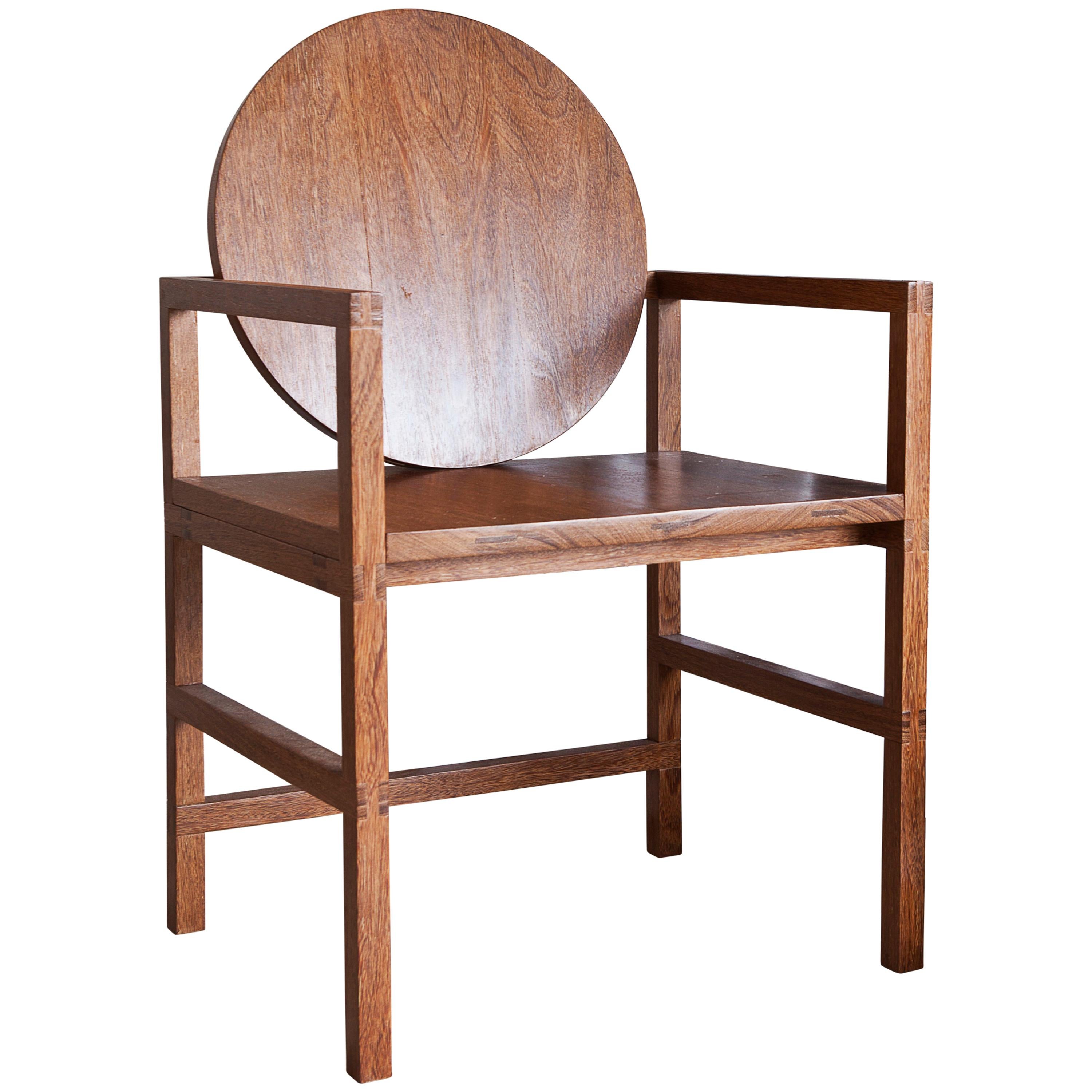 Brazilian Hardwood Sucupira Chair, Medallion For Sale