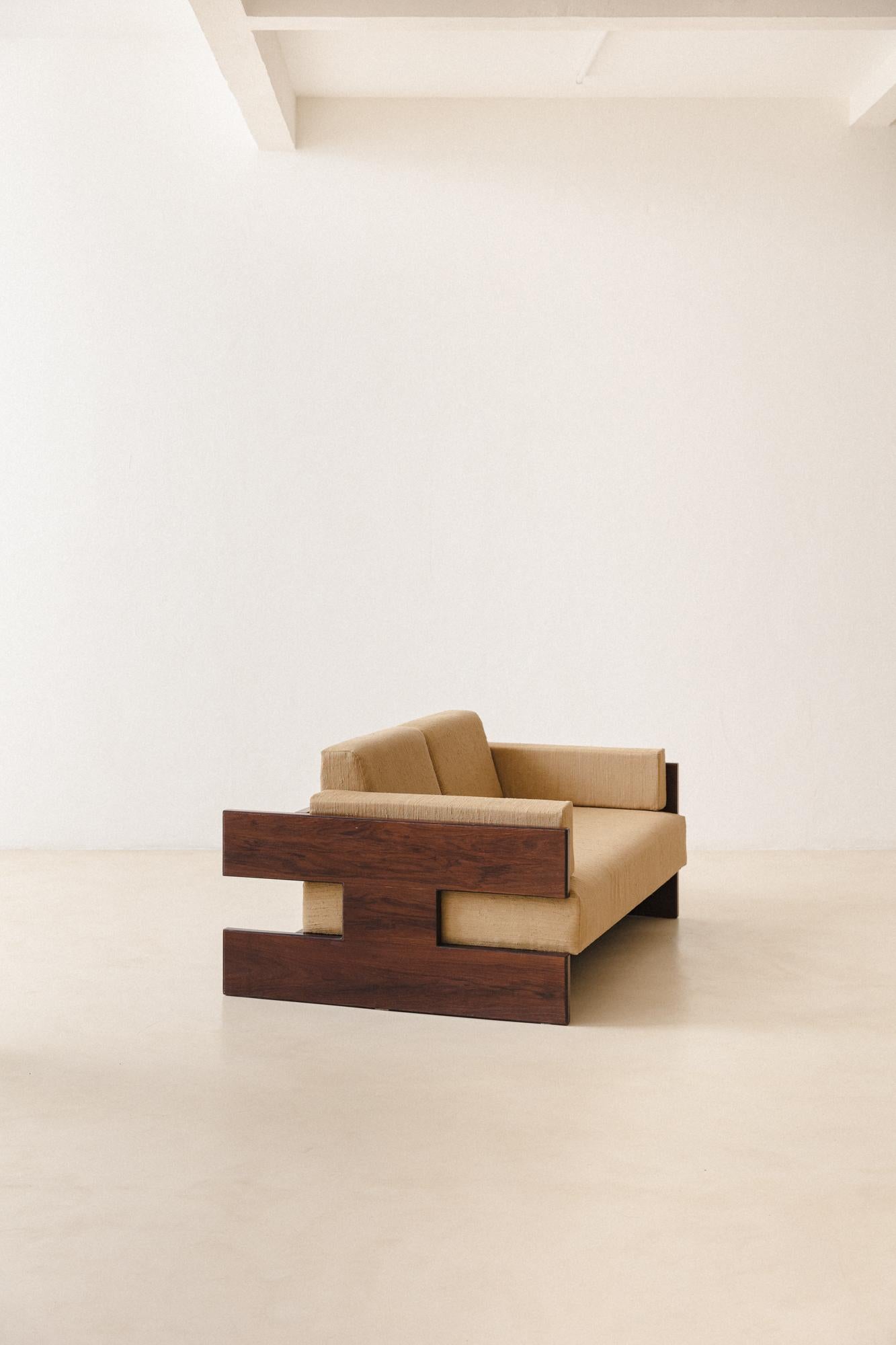 Mid-Century Modern Brazilian Imbuia Sofa by Celina Decorações, Midcentury Brazilian Design, 1960s For Sale