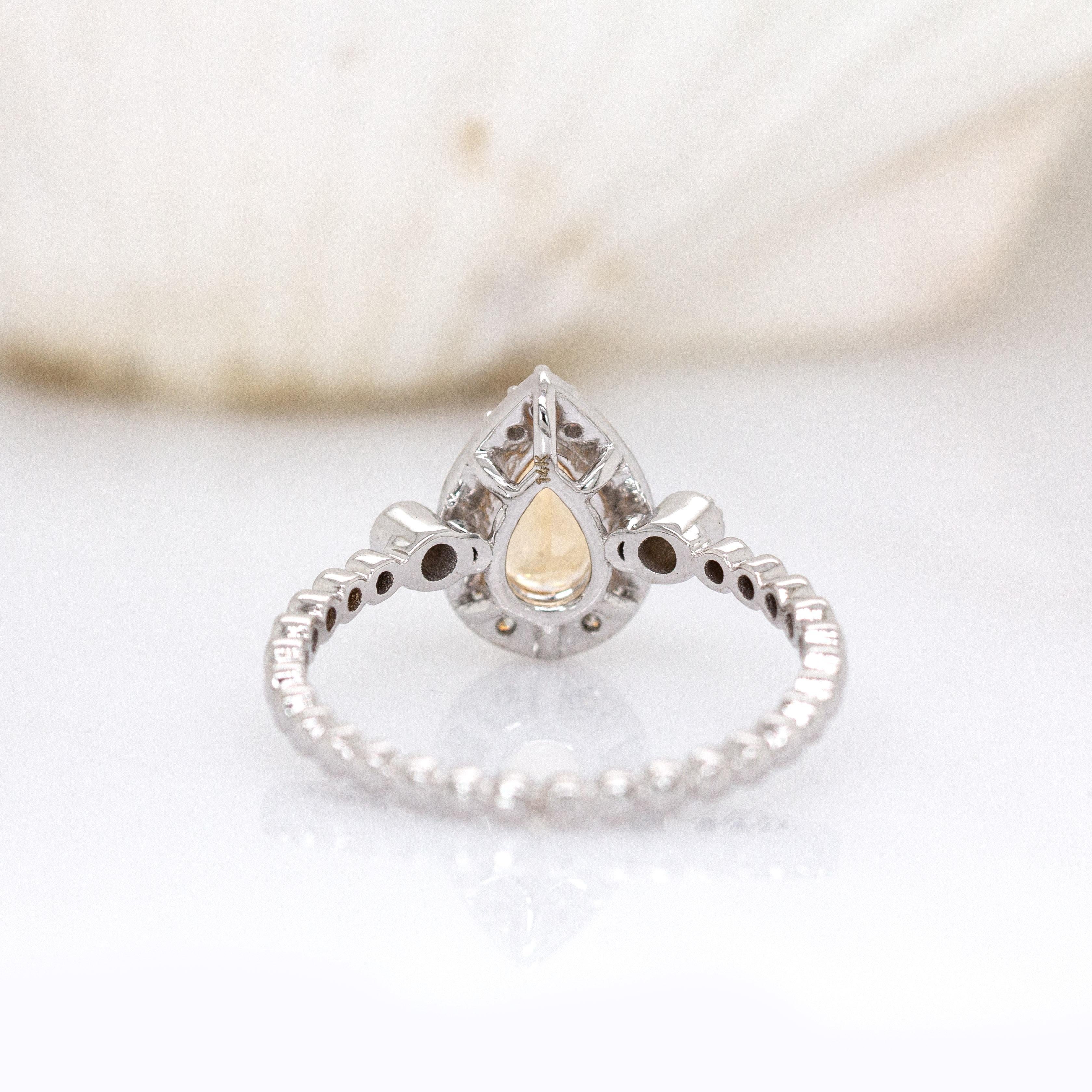 Bague en or blanc massif 14K avec topaze brésilienne et halo en diamant naturel Neuf - En vente à Columbus, OH