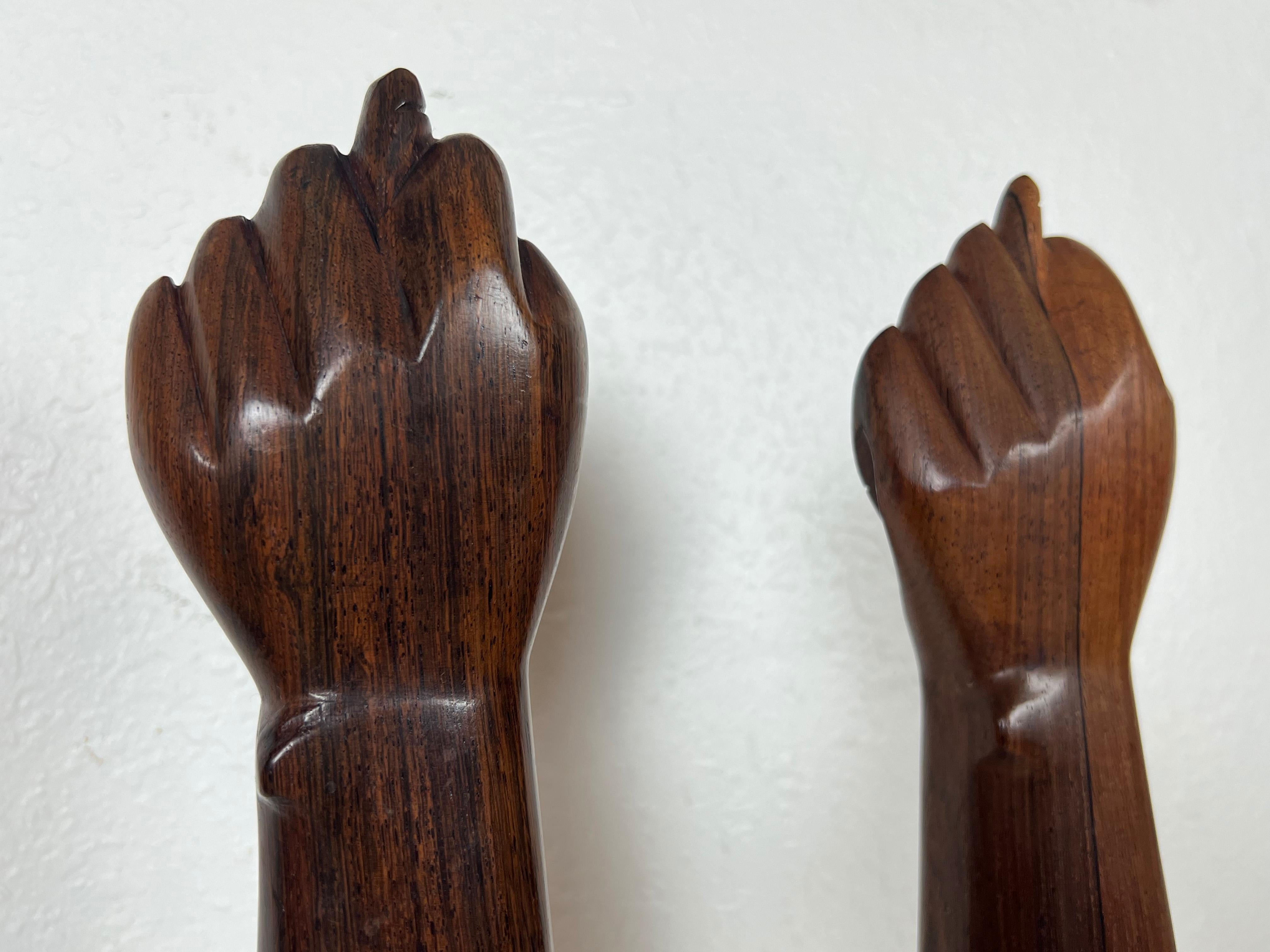 Brazilian Jacaranda Rosewood Hand Sculptures by Jac-Arte - a Pair 5