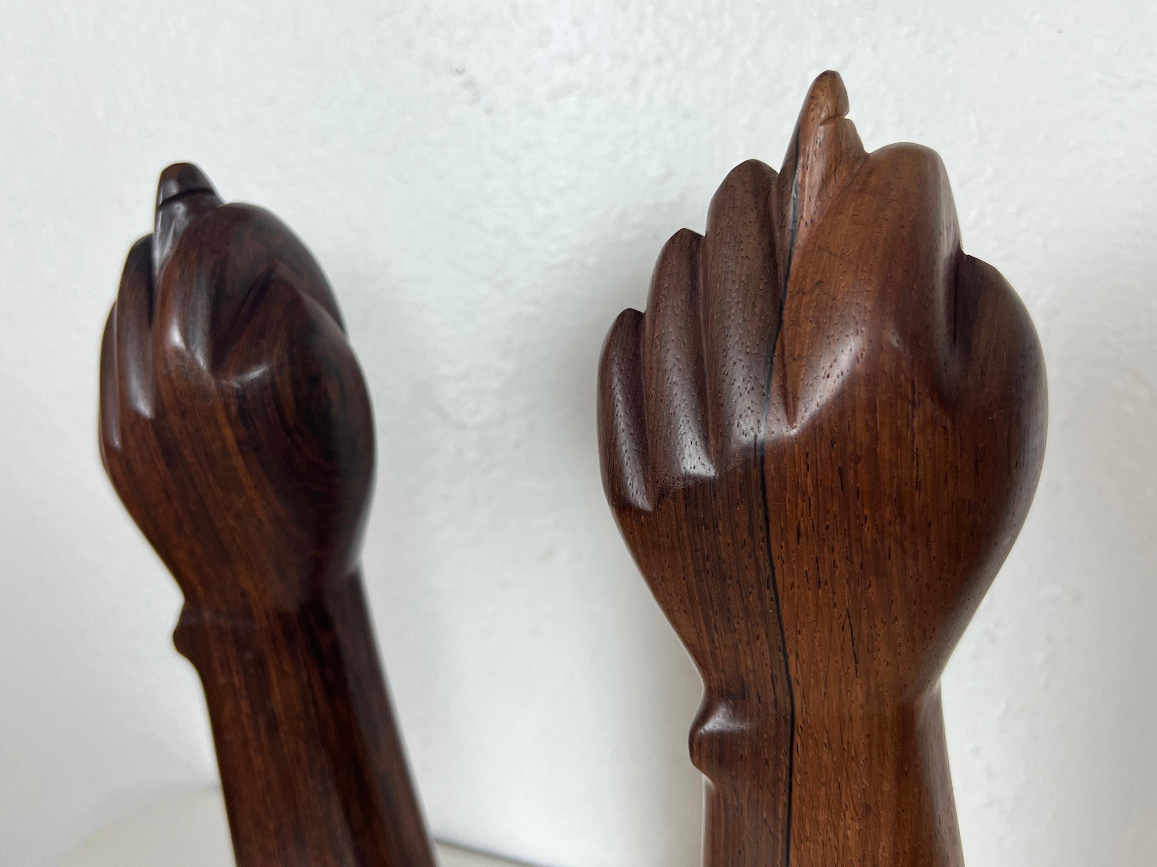 Brazilian Jacaranda Rosewood Hand Sculptures by Jac-Arte - a Pair 6