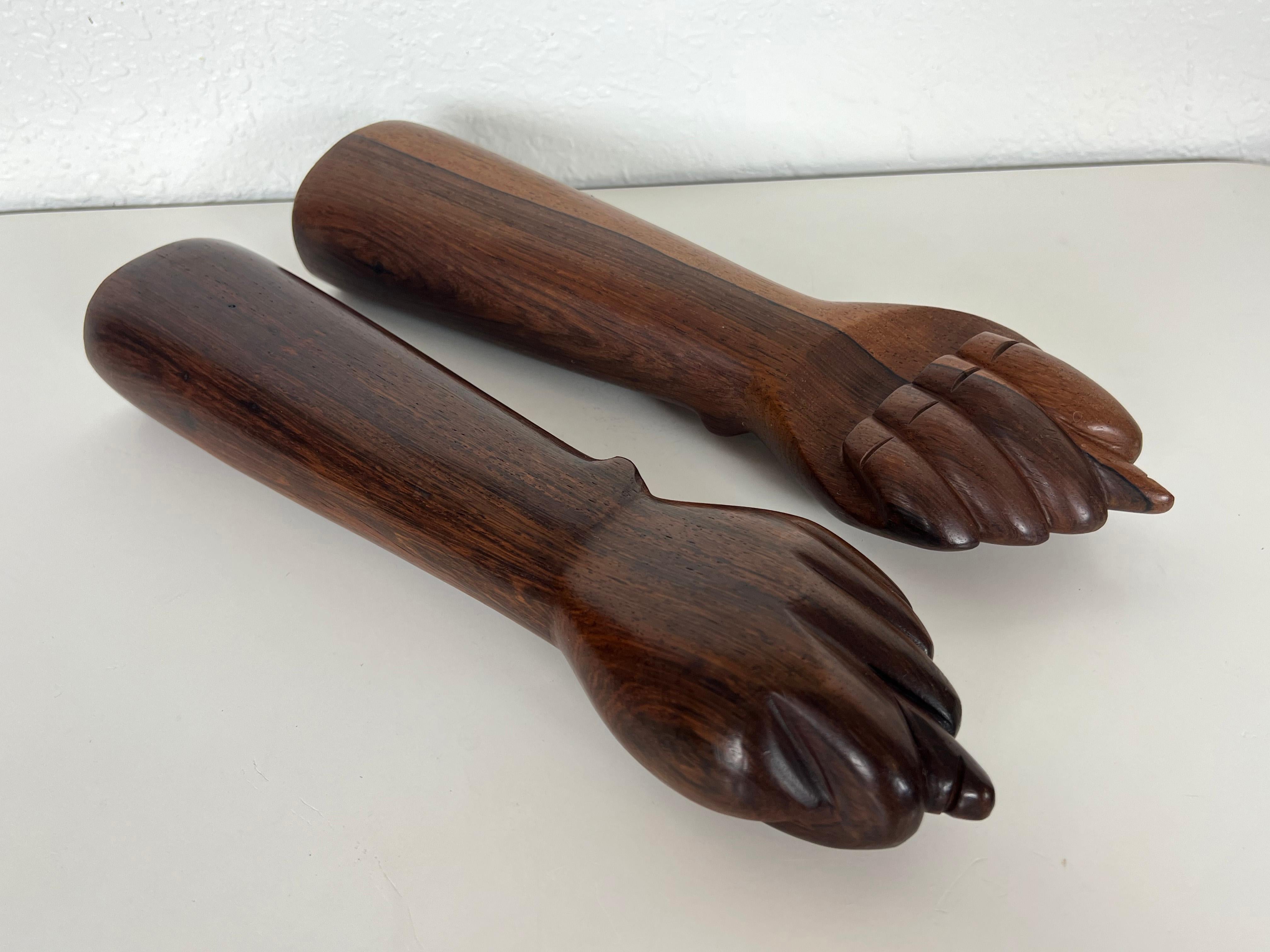 Brazilian Jacaranda Rosewood Hand Sculptures by Jac-Arte - a Pair 9