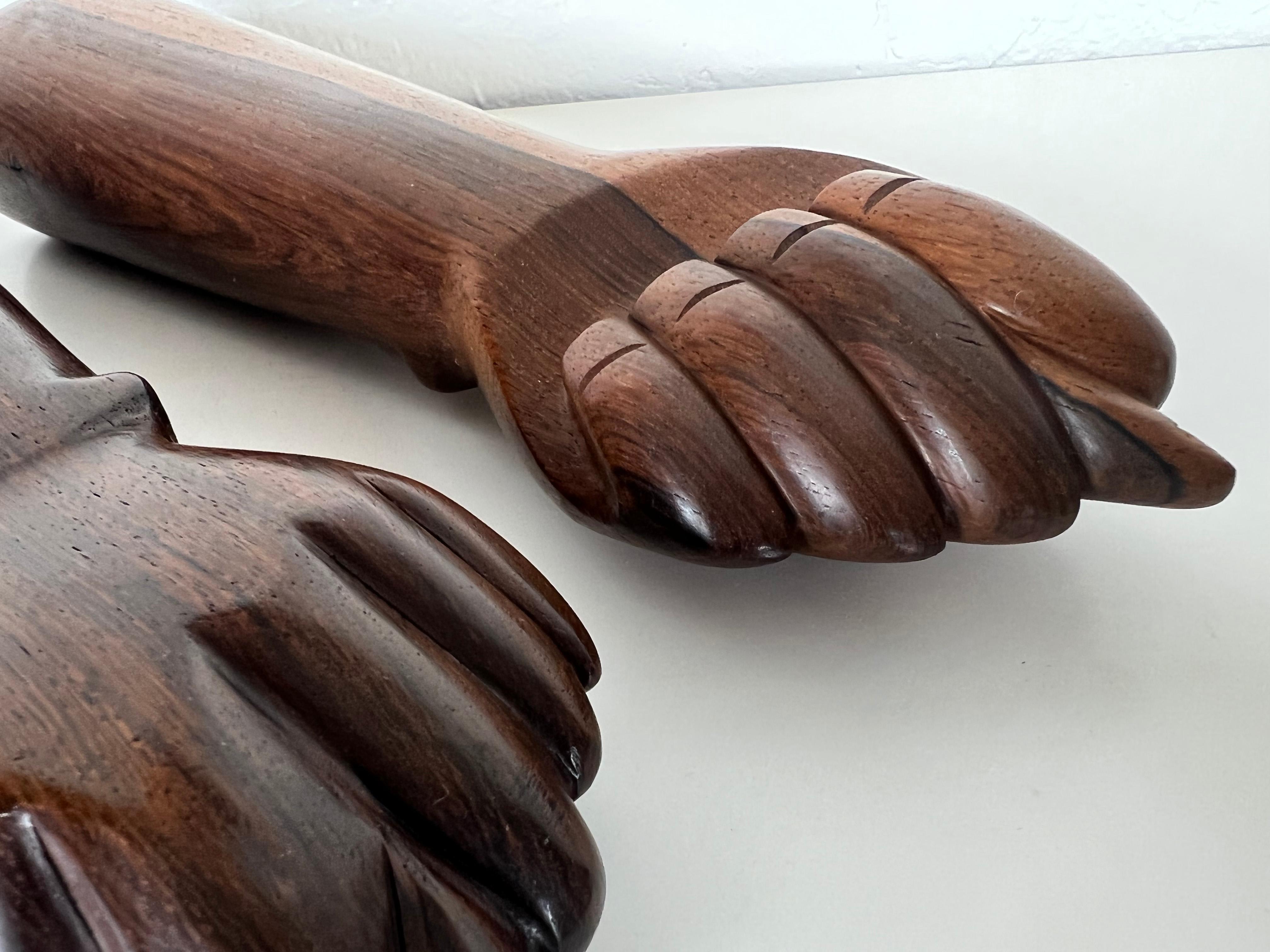 Brazilian Jacaranda Rosewood Hand Sculptures by Jac-Arte - a Pair 10