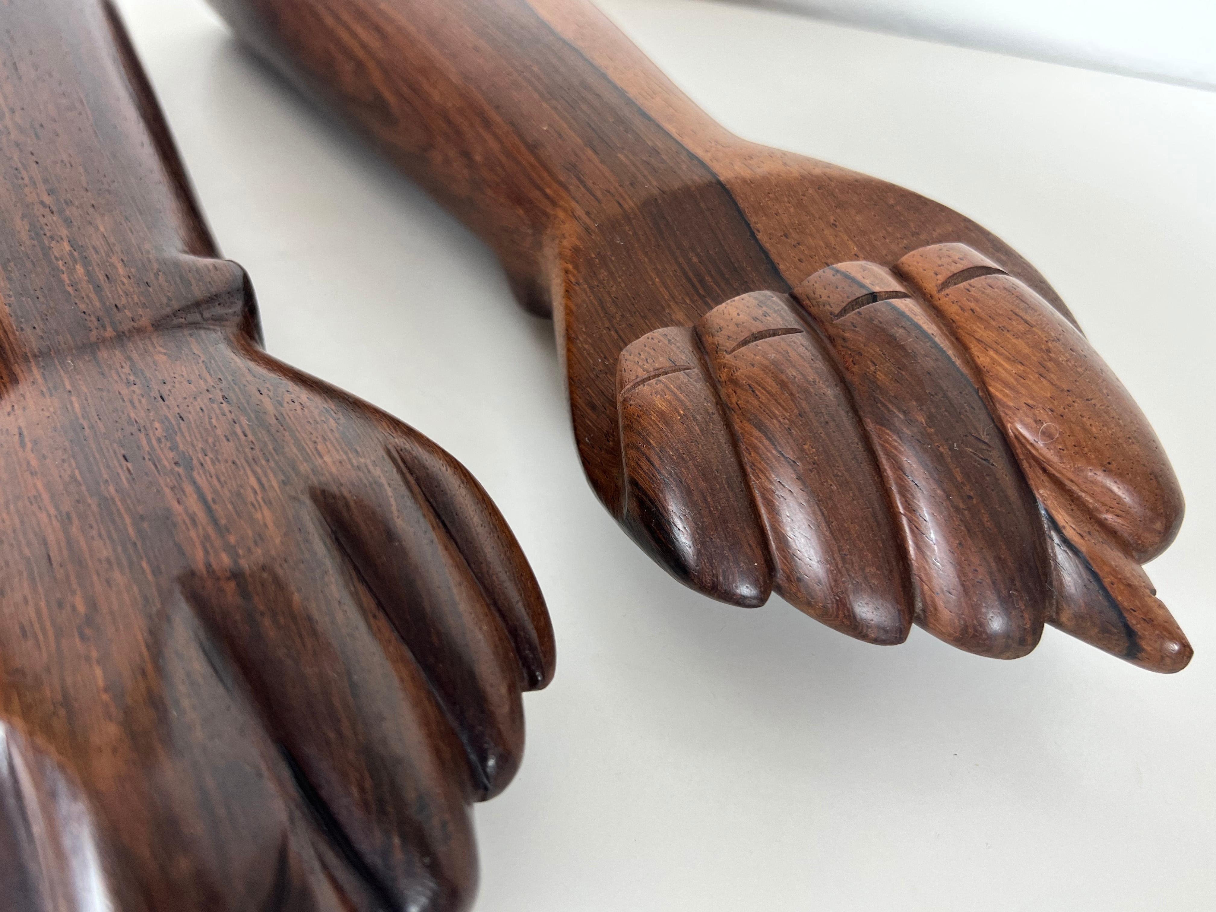 Brazilian Jacaranda Rosewood Hand Sculptures by Jac-Arte - a Pair 11