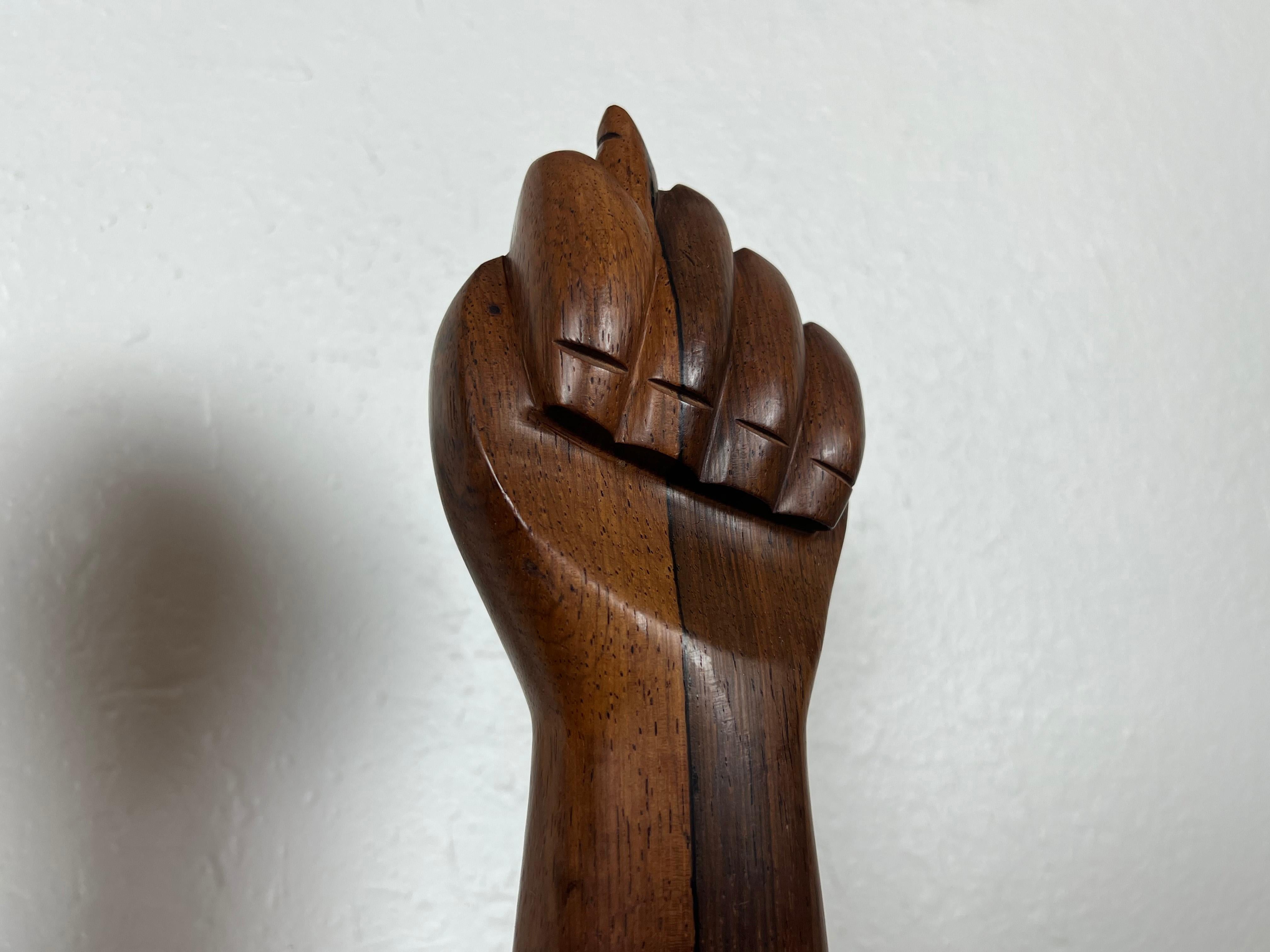 20th Century Brazilian Jacaranda Rosewood Hand Sculptures by Jac-Arte - a Pair