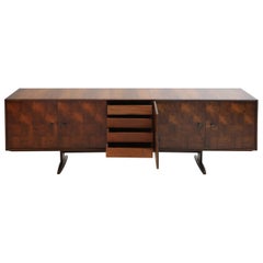 Brazilian Jacaranda Rosewood Parquetry Sideboard by Giuseppe Scapinelli, 1960s