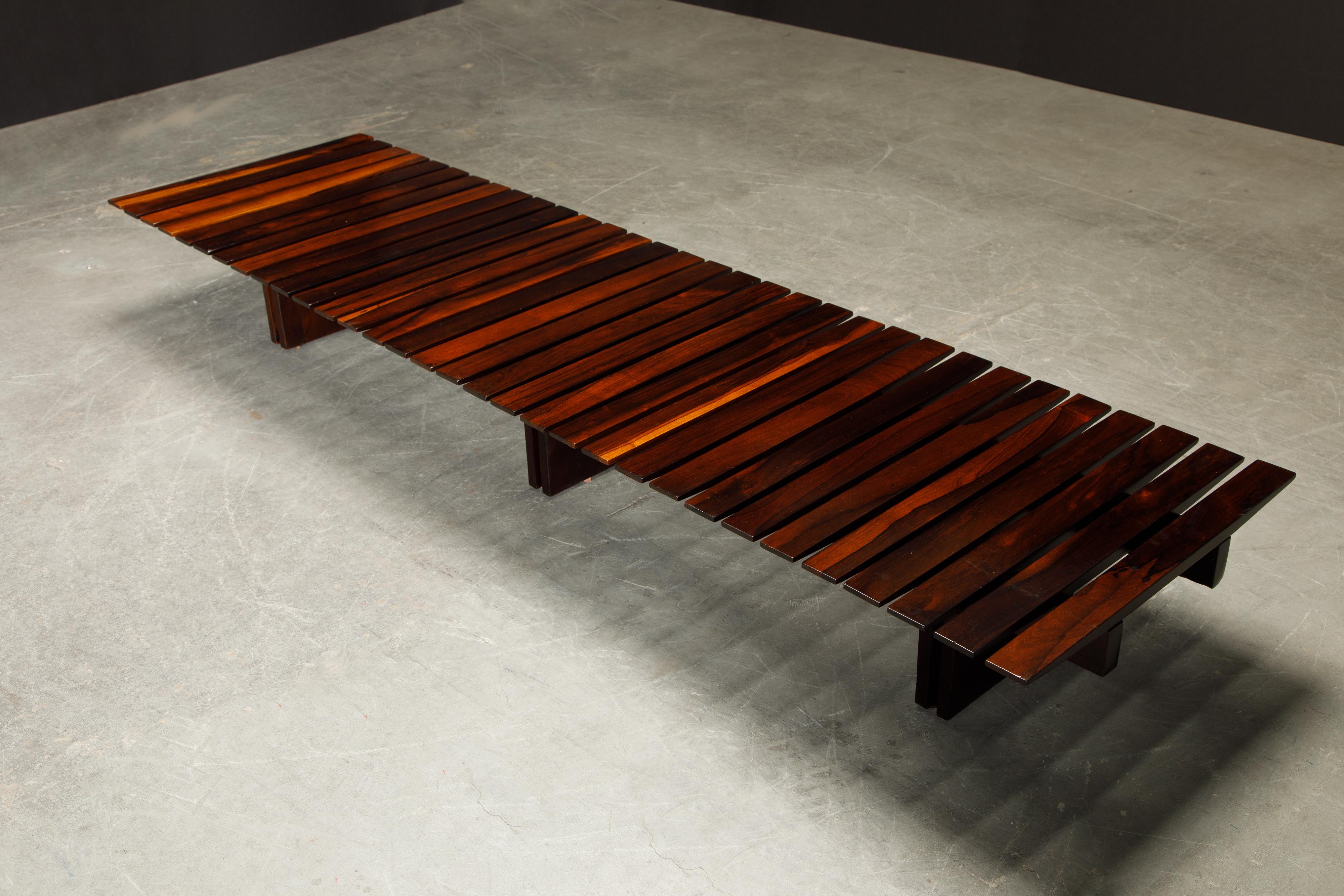 Brazilian Jacaranda Rosewood Slatted Bench or Low Table, Brazil 1960s 6