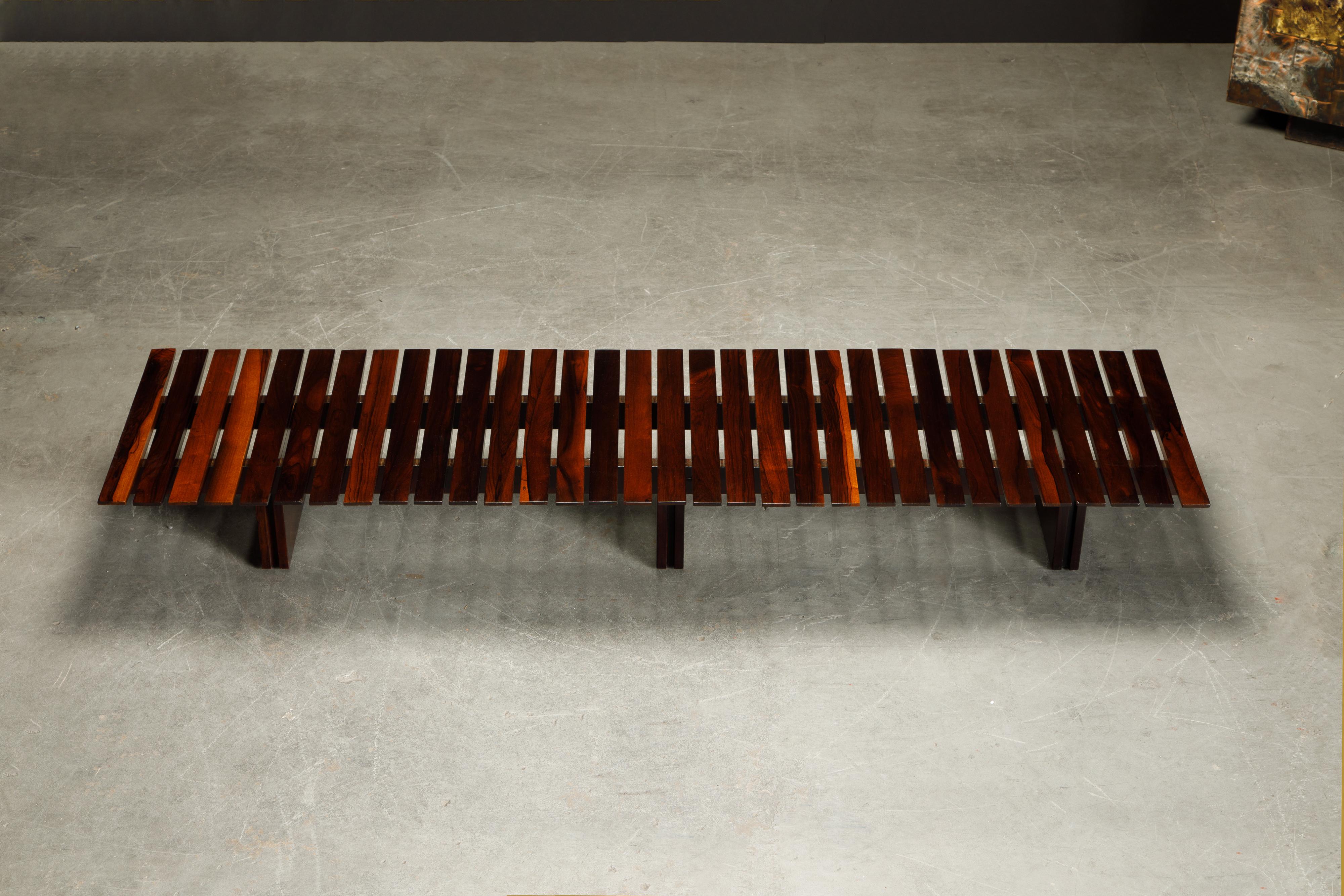 Brazilian Jacaranda Rosewood Slatted Bench or Low Table, Brazil 1960s 1
