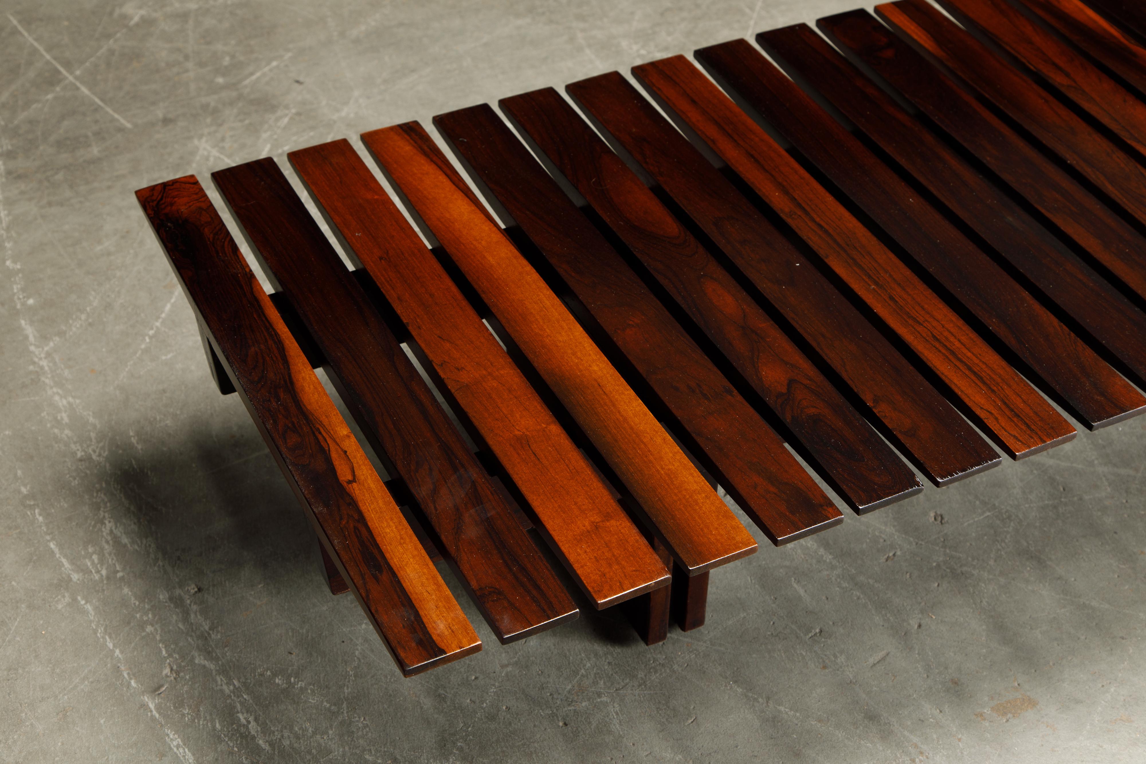 Brazilian Jacaranda Rosewood Slatted Bench or Low Table, Brazil 1960s 3