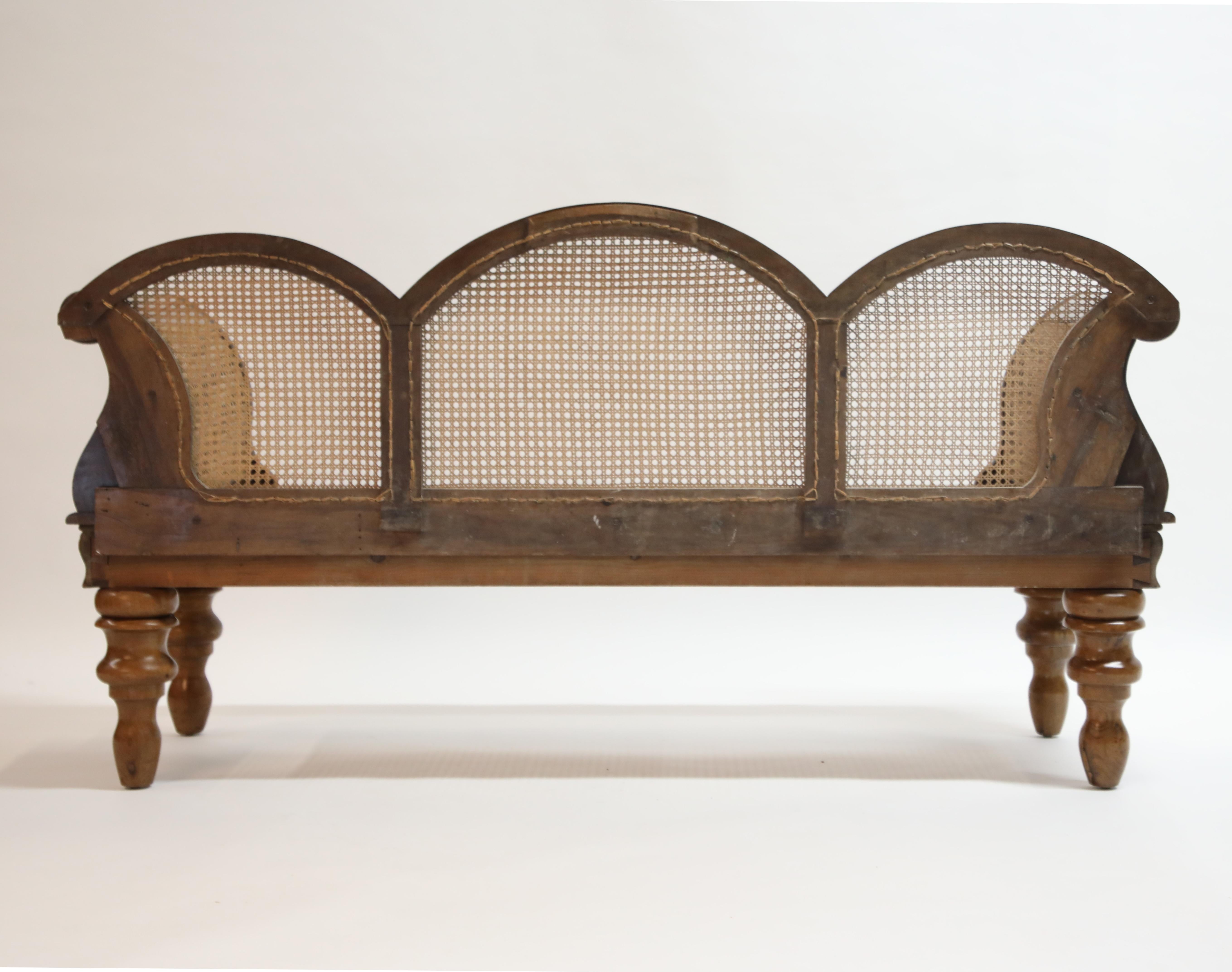 Mid-20th Century Brazilian Jacaranda Rosewood Sofa with Caning and Scrolled Arms, circa 1930s
