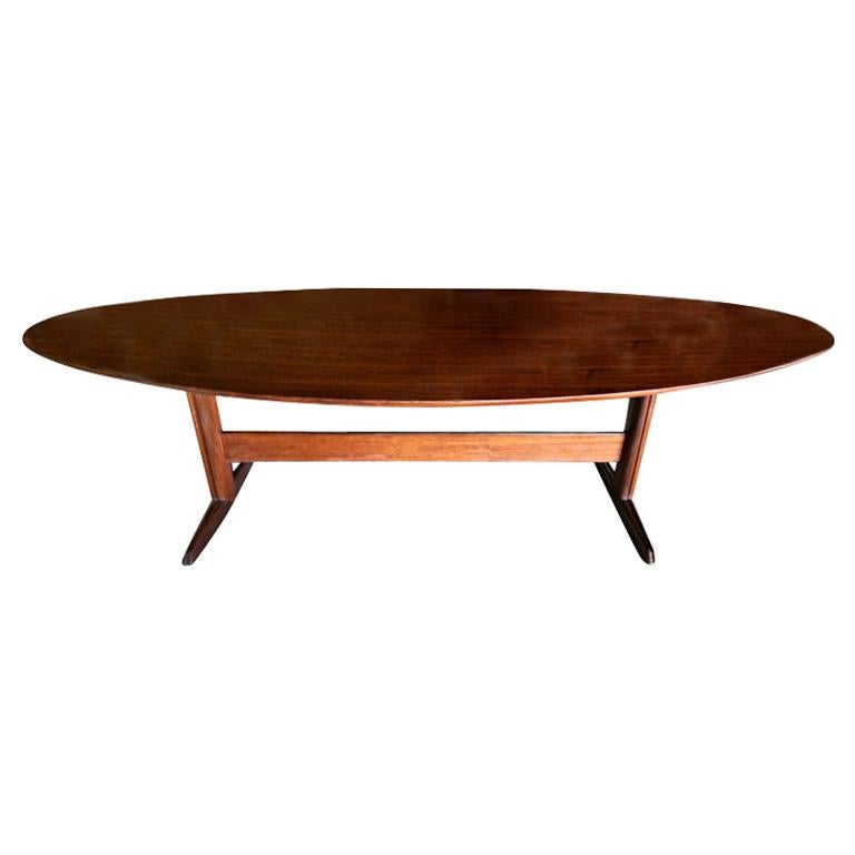 Brazilian Jacaranda Wood 1960s Oval Dining Table