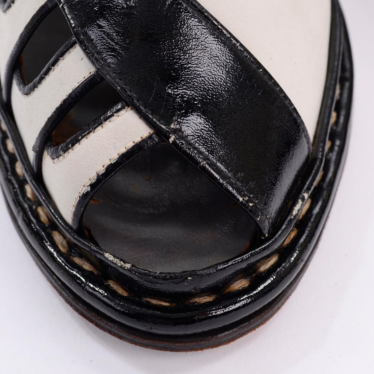 Brazilian Leather 1940s Novelty Peep Toe Platform Heels Piano Key Vintage Shoes For Sale 3
