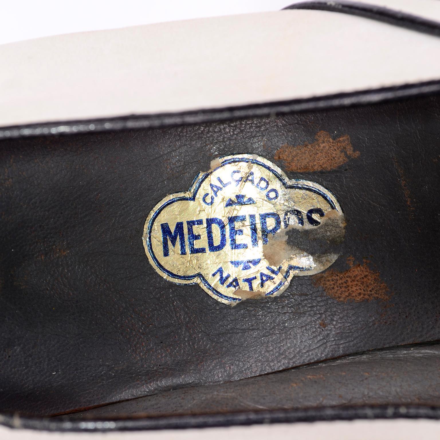 Brazilian Leather 1940s Novelty Peep Toe Platform Heels Piano Key Vintage Shoes For Sale 6