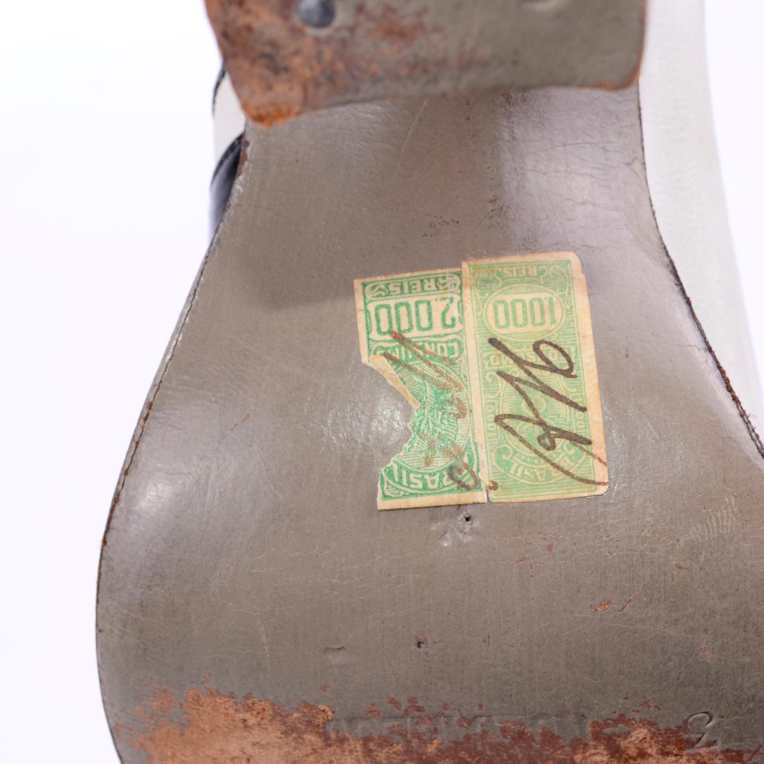 Chaussures vintage à talons compensés à bout ouvert en cuir brésilien fantaisie avec clé de piano, années 1940 en vente 13