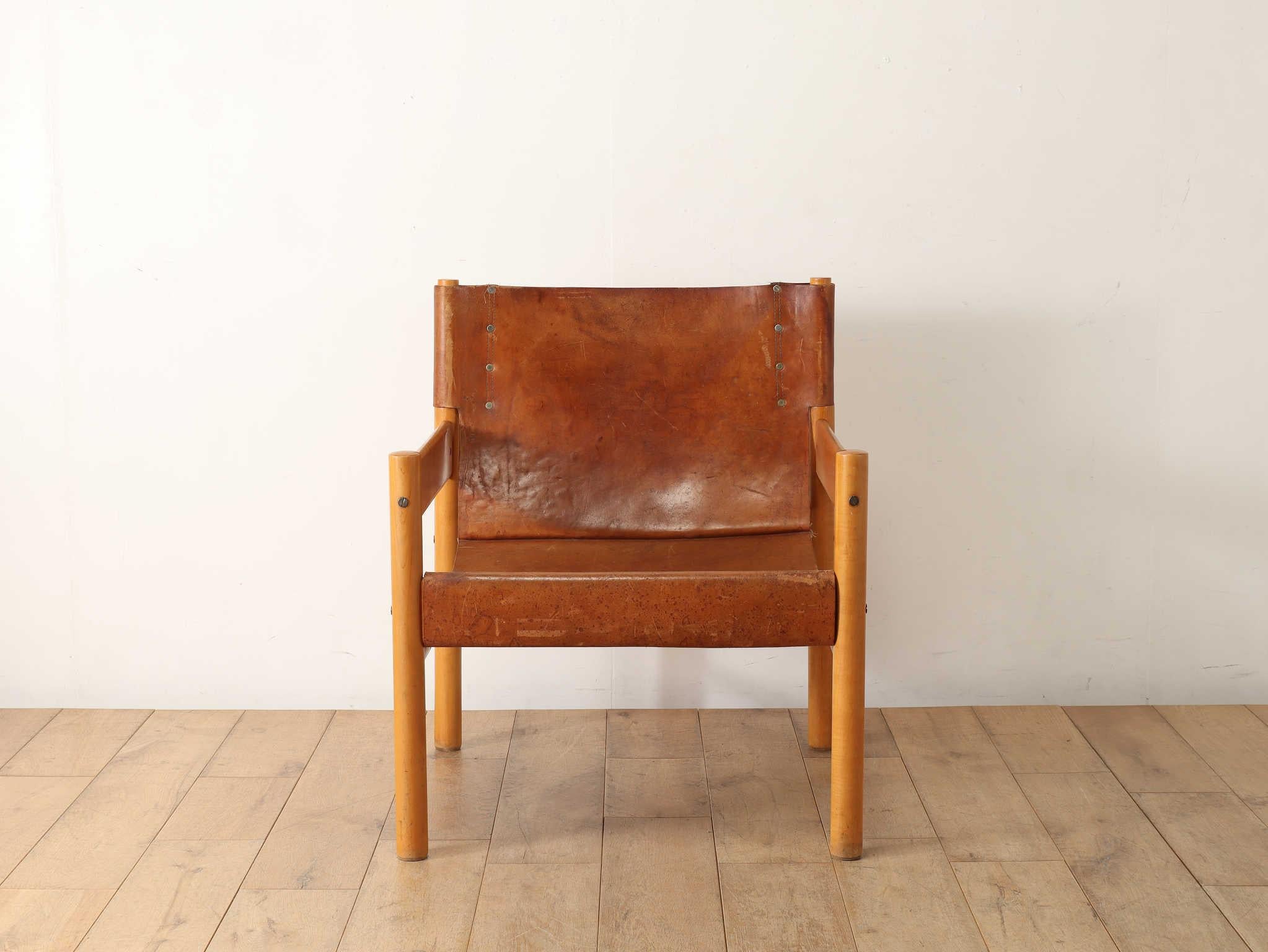 Brazilian Leather Arm Chair 1950's For Sale 8