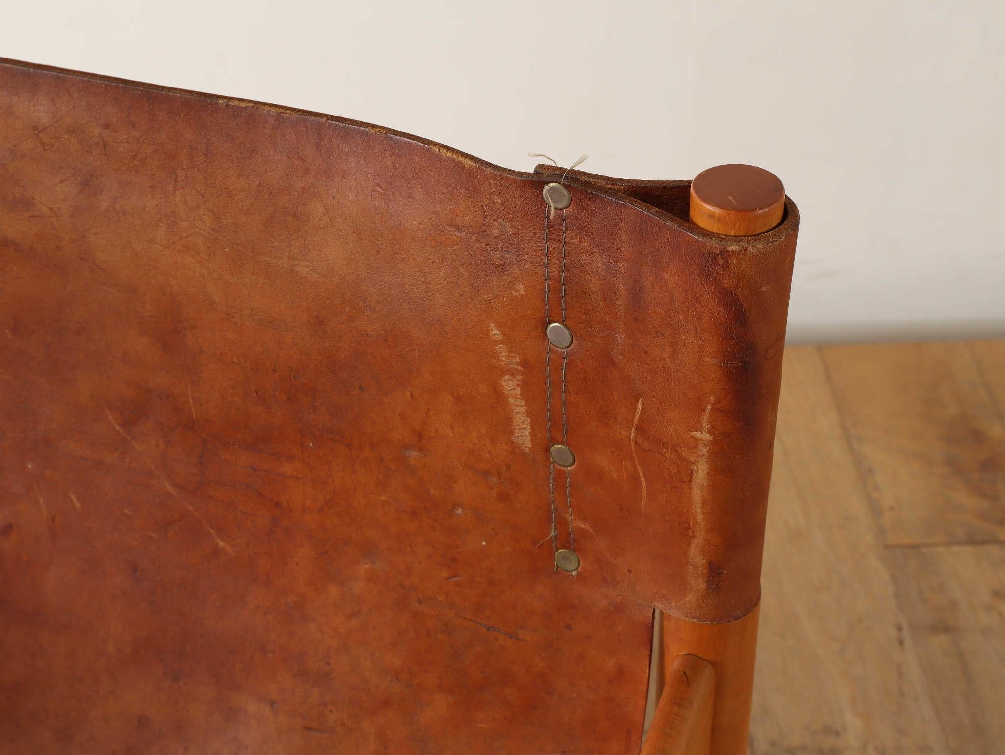 Brazilian Leather Arm Chair 1950's For Sale 2