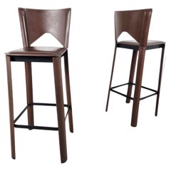 Brazilian Leather Bar Stools, 1980s