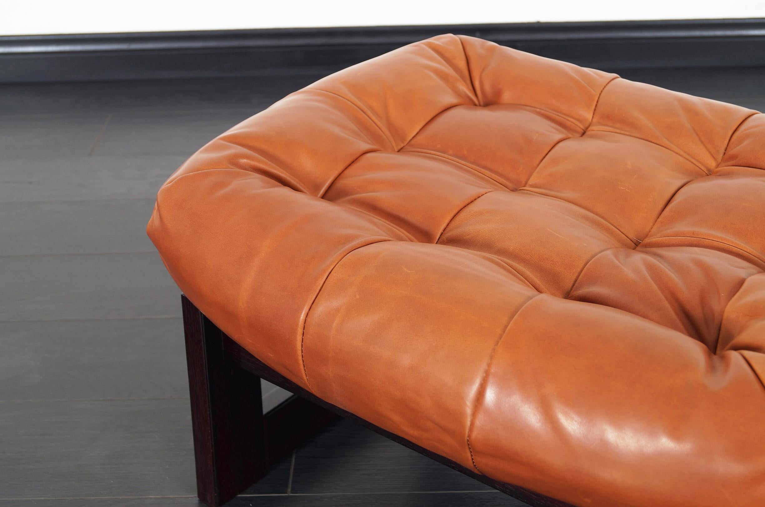 Brazilian Leather Lounge Chair and Ottoman by Percival Lafer 4