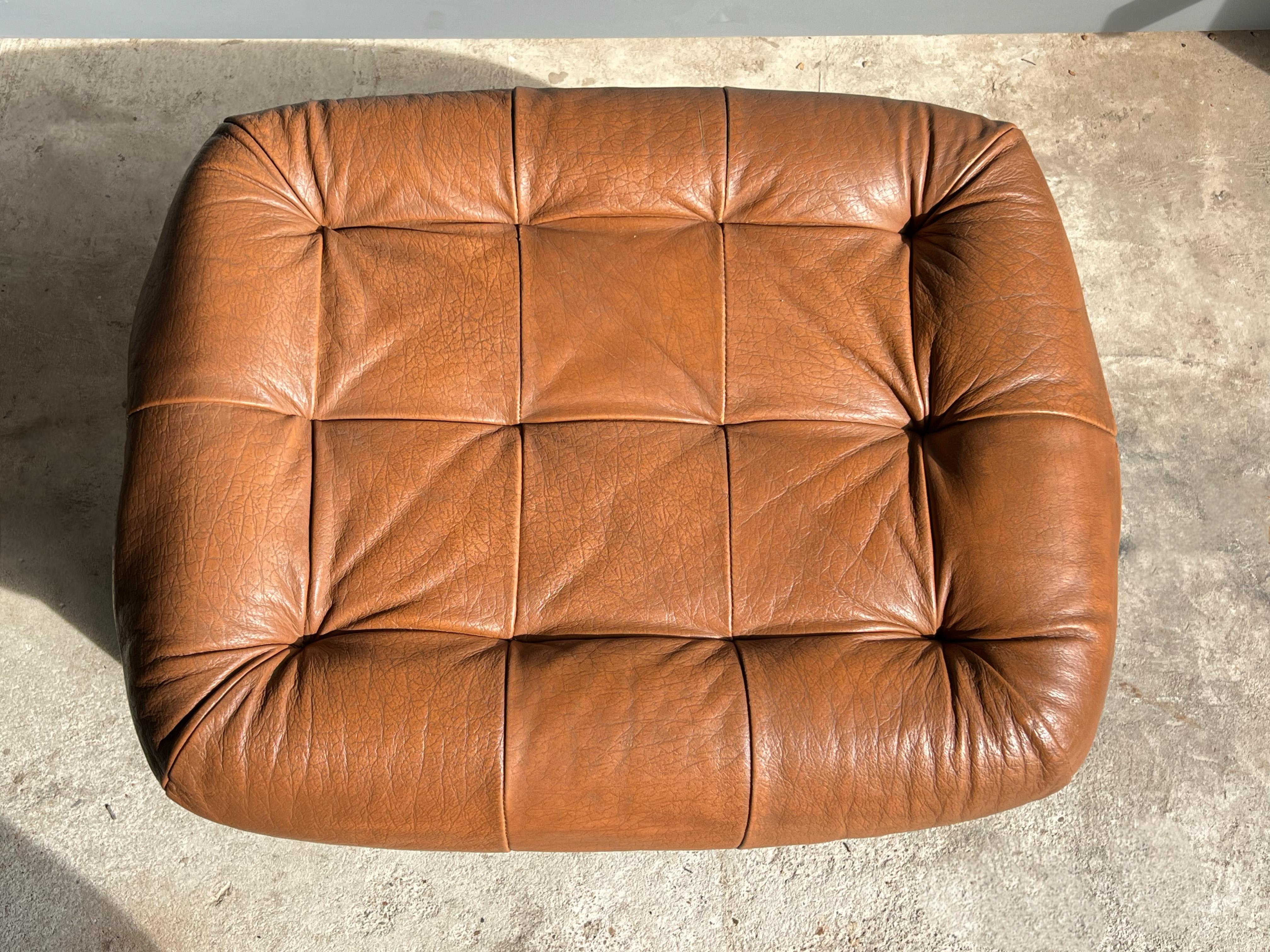 Brazilian Leather Lounge Chair and Ottoman by Percival Lafer 9