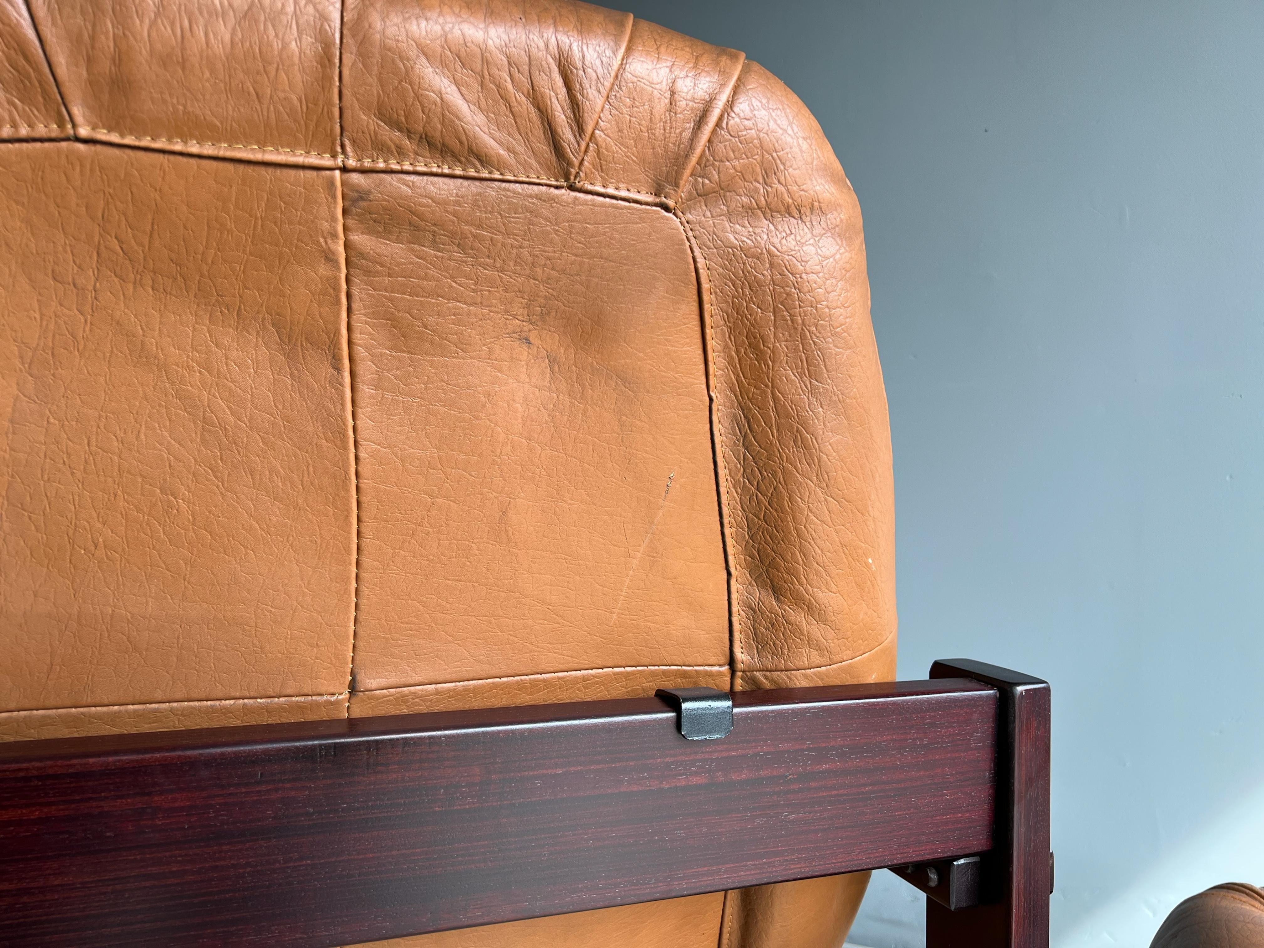Brazilian Leather Lounge Chair and Ottoman by Percival Lafer 13