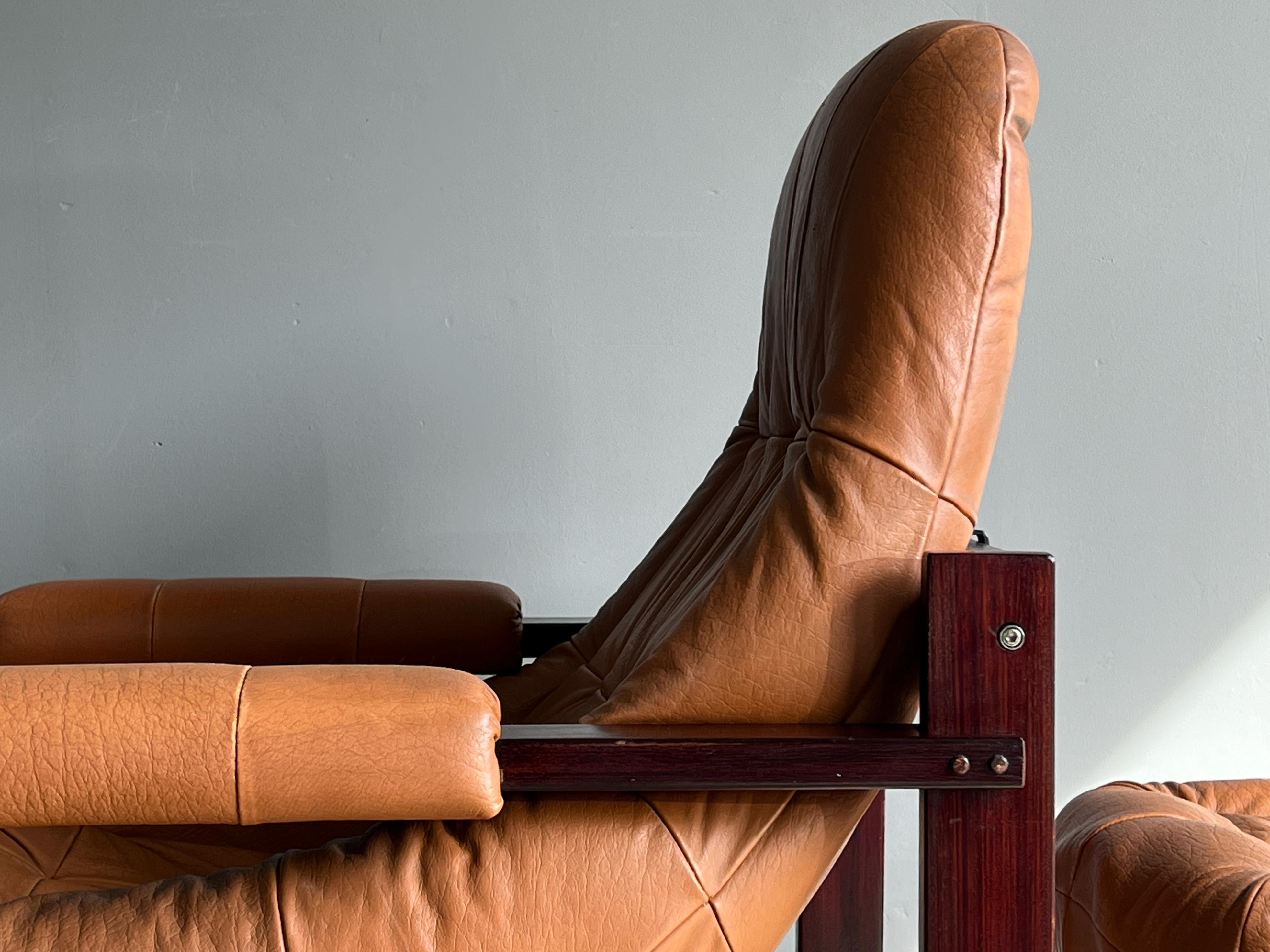 Brazilian Leather Lounge Chair and Ottoman by Percival Lafer 3