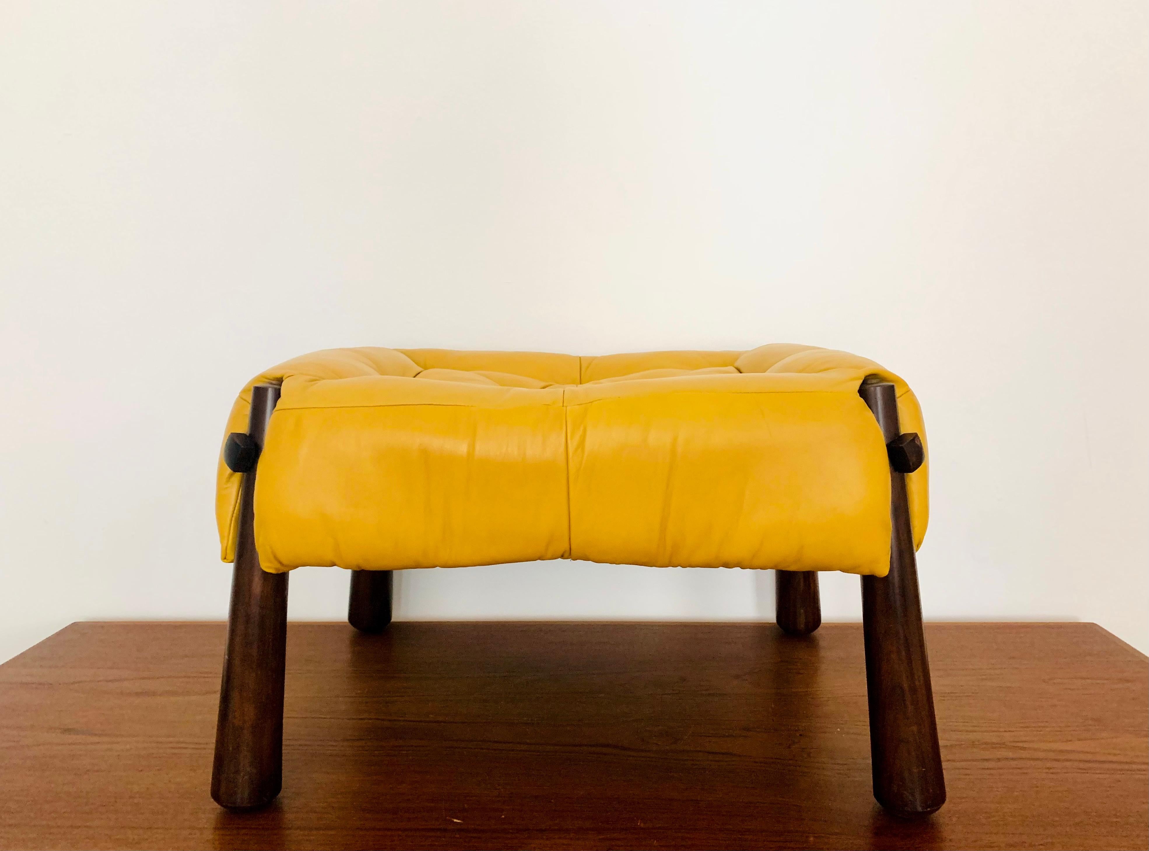 Mid-Century Modern Brazilian Leather Stool by Percival Lafer For Sale