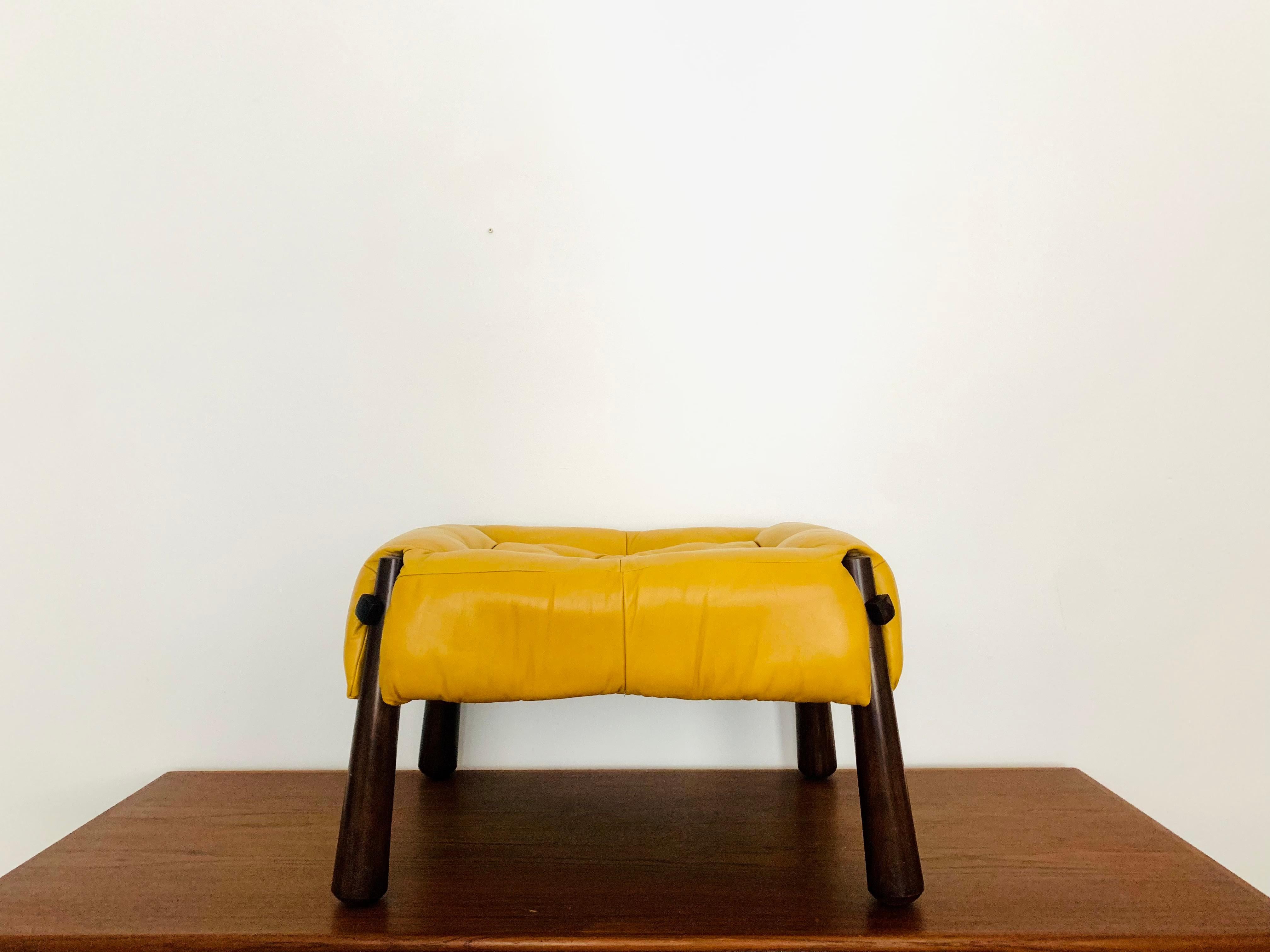 Danish Brazilian Leather Stool by Percival Lafer For Sale