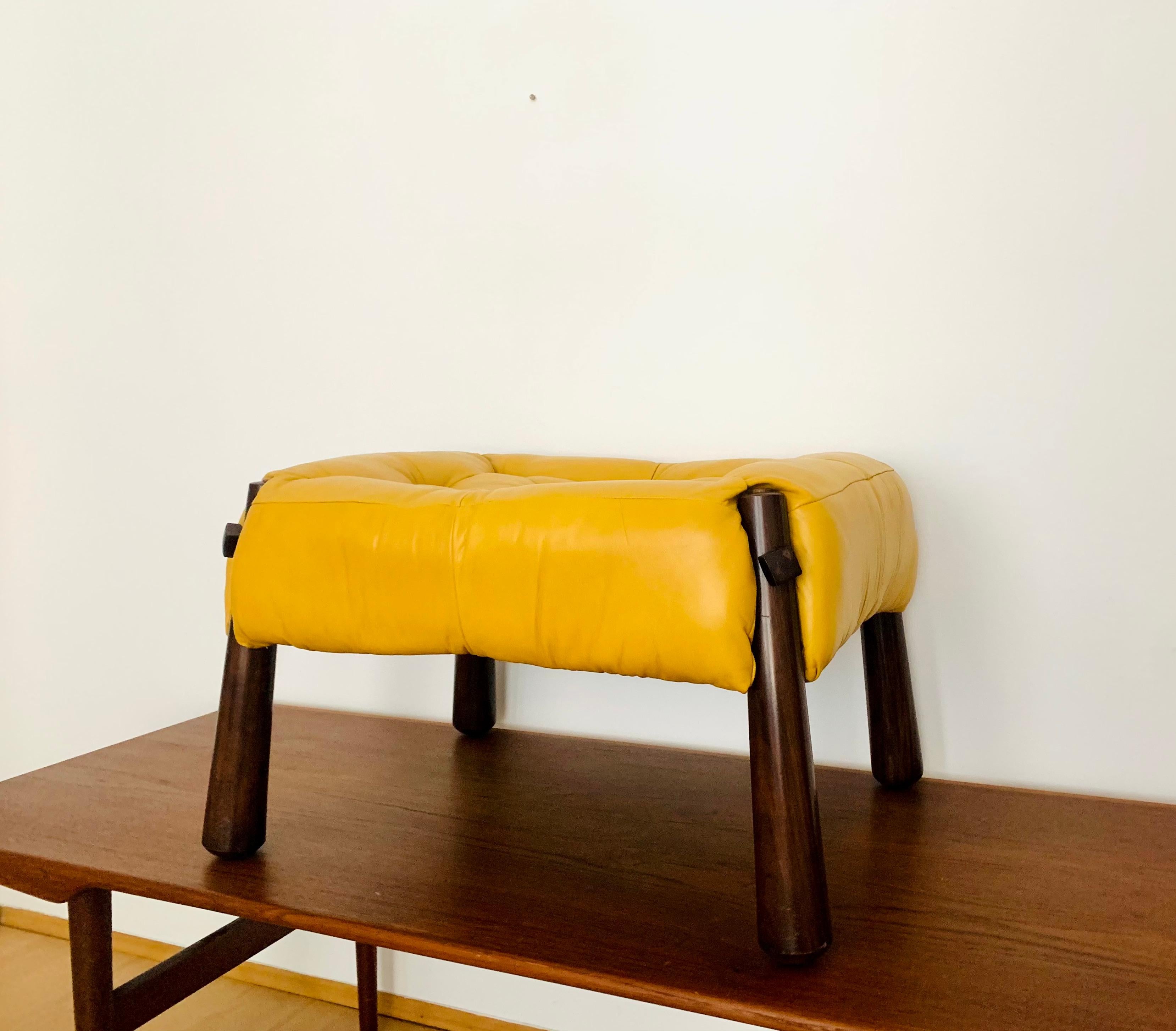 Mid-20th Century Brazilian Leather Stool by Percival Lafer For Sale