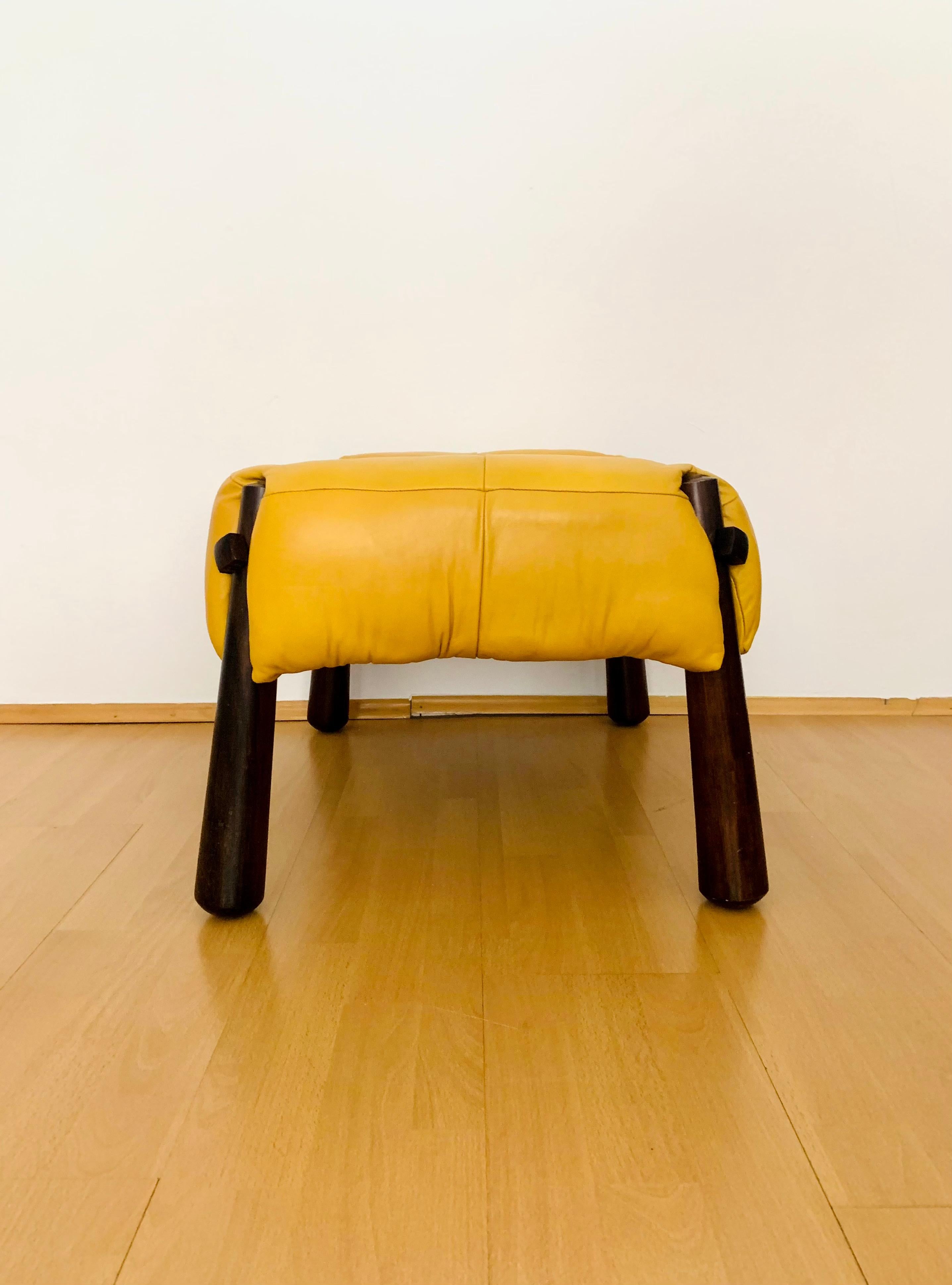 Brazilian Leather Stool by Percival Lafer For Sale 3