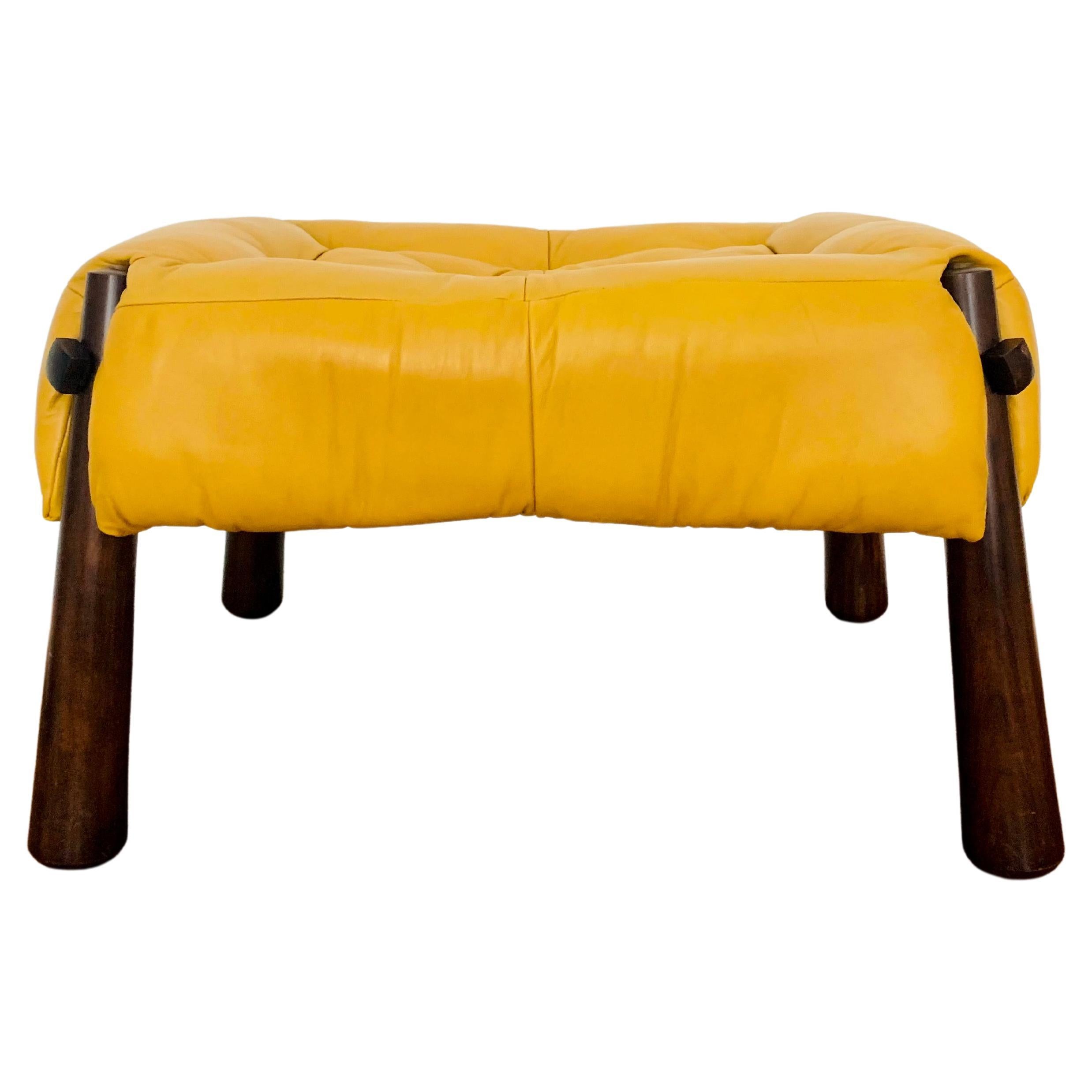 Brazilian Leather Stool by Percival Lafer