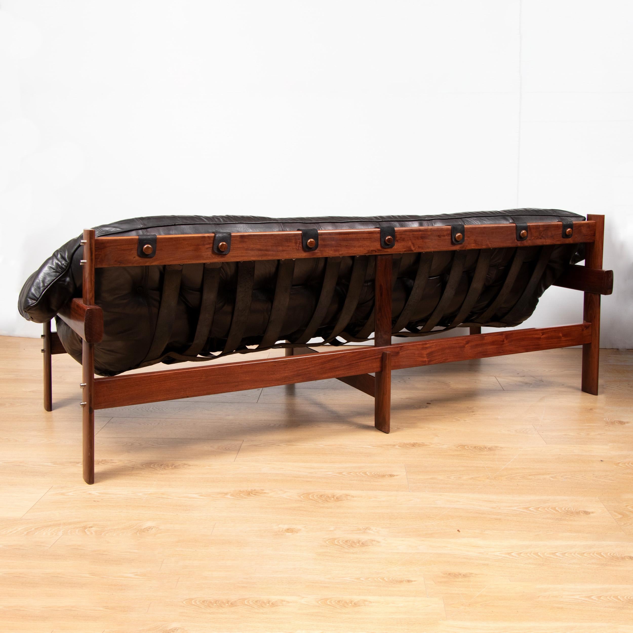 Mid-Century Modern Brazilian Leather Tufted Sofa by Percival Lafer, circa 1960