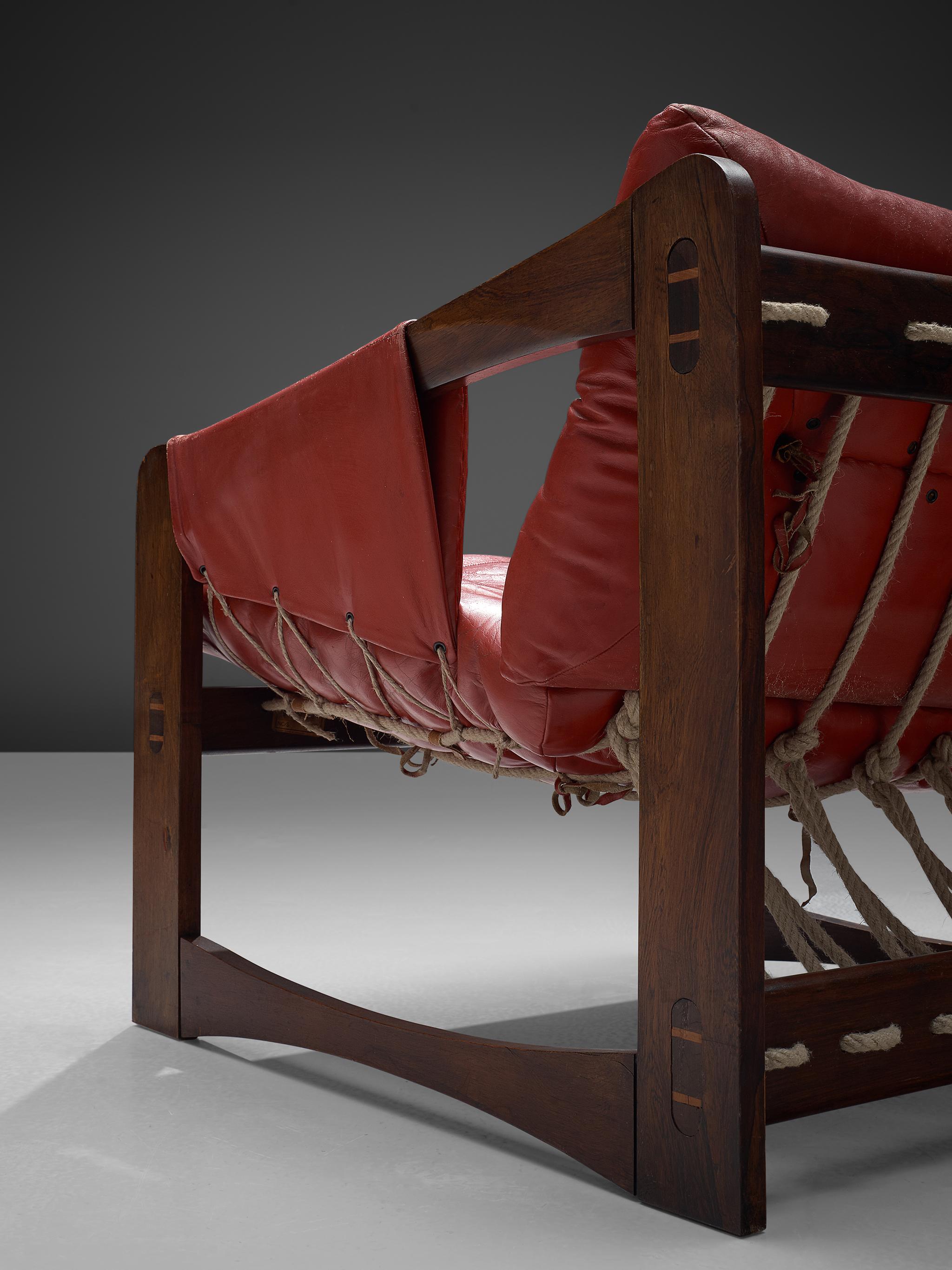 Leather Brazilian Lounge Chair by Liceu de Artes e Oficios