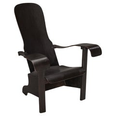 Brazilian Lounge Chair in Dark Laminated Wood by Móveis Cimo