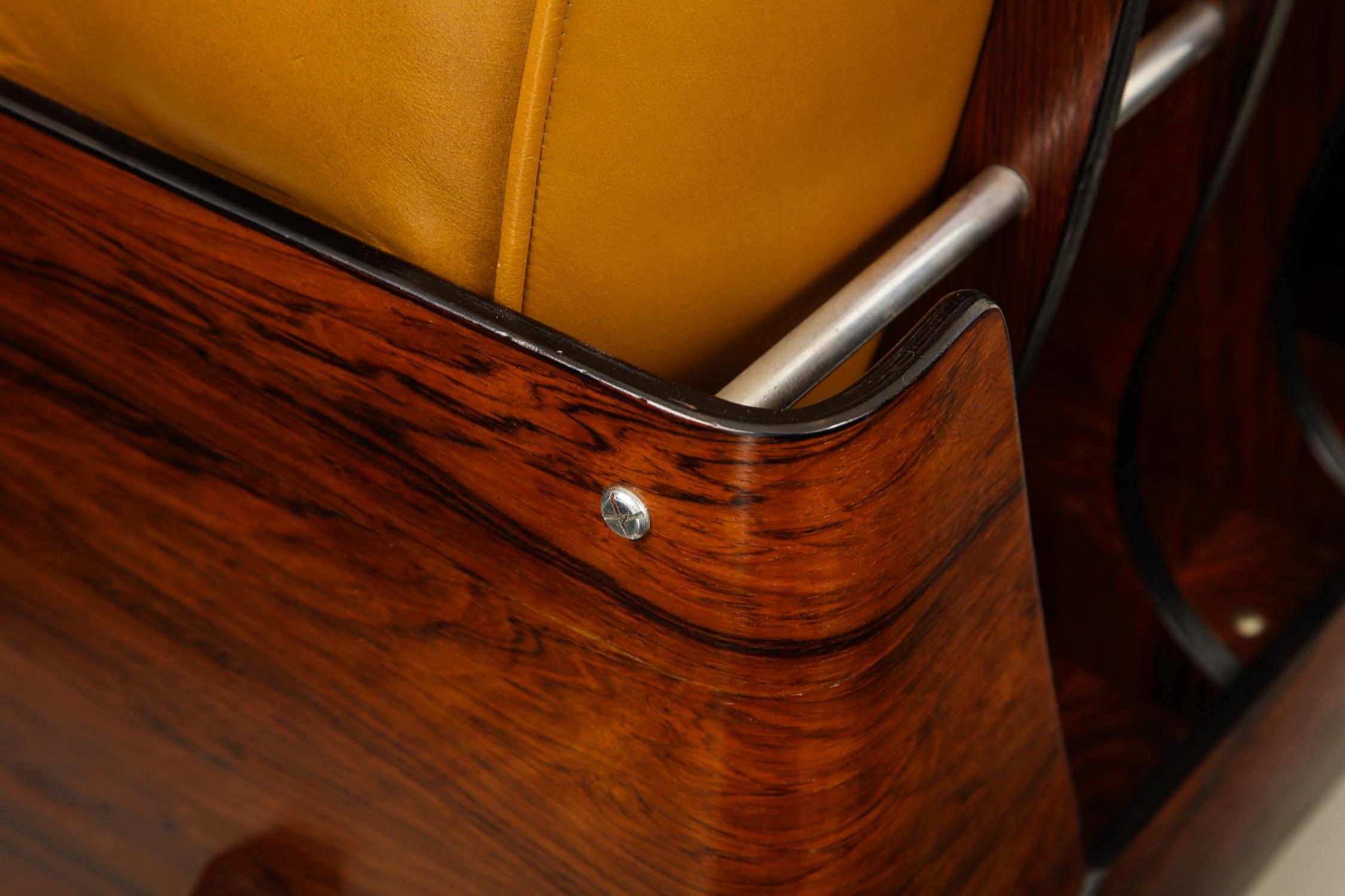 Lounge Chair in Jacaranda and Yellow Leather by J.D. Moveis e Decoracoes 1
