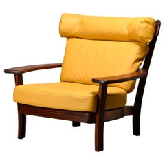 Brazilian Lounge Chair in Rosewood and Ochre Leather