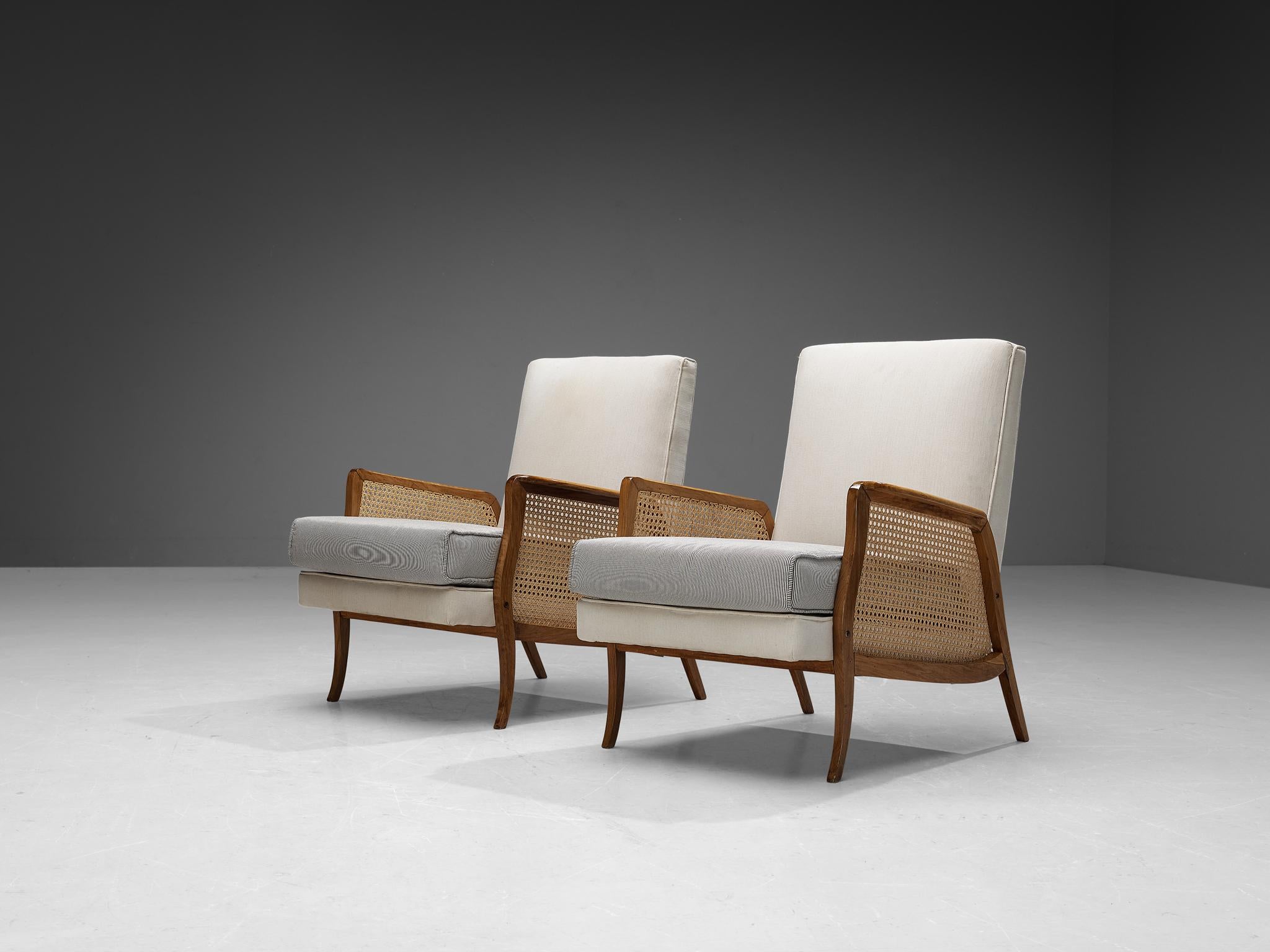 Brazilian Lounge Chairs in Walnut and Cane 2