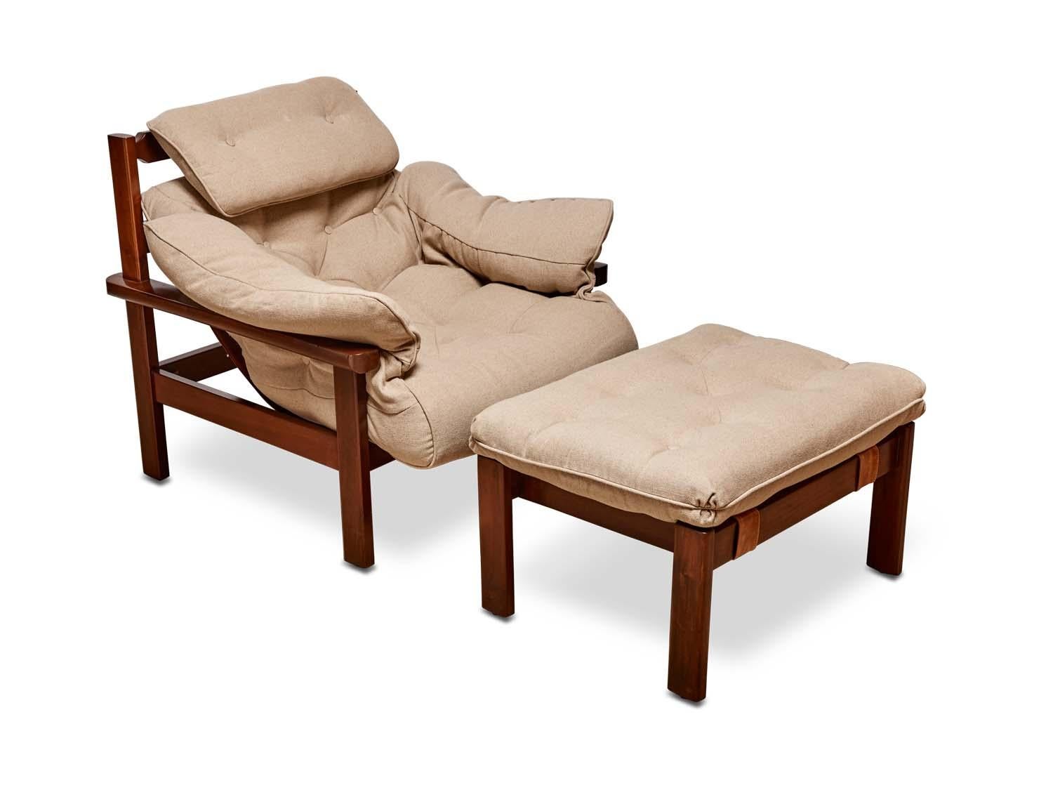 Brazilian Lounge Chairs and Ottoman in the Style of Jean Gillon 2