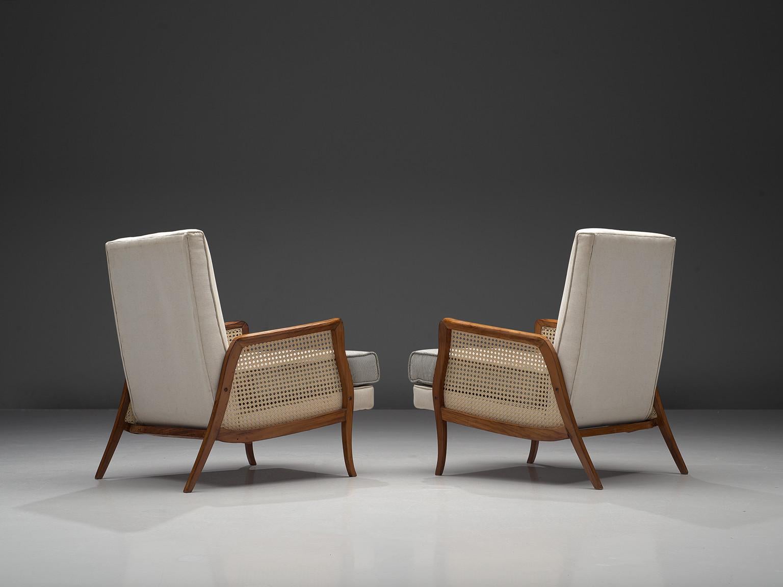Mid-Century Modern Brazilian Lounge Chairs with Caviuna, Cane and Upholstery