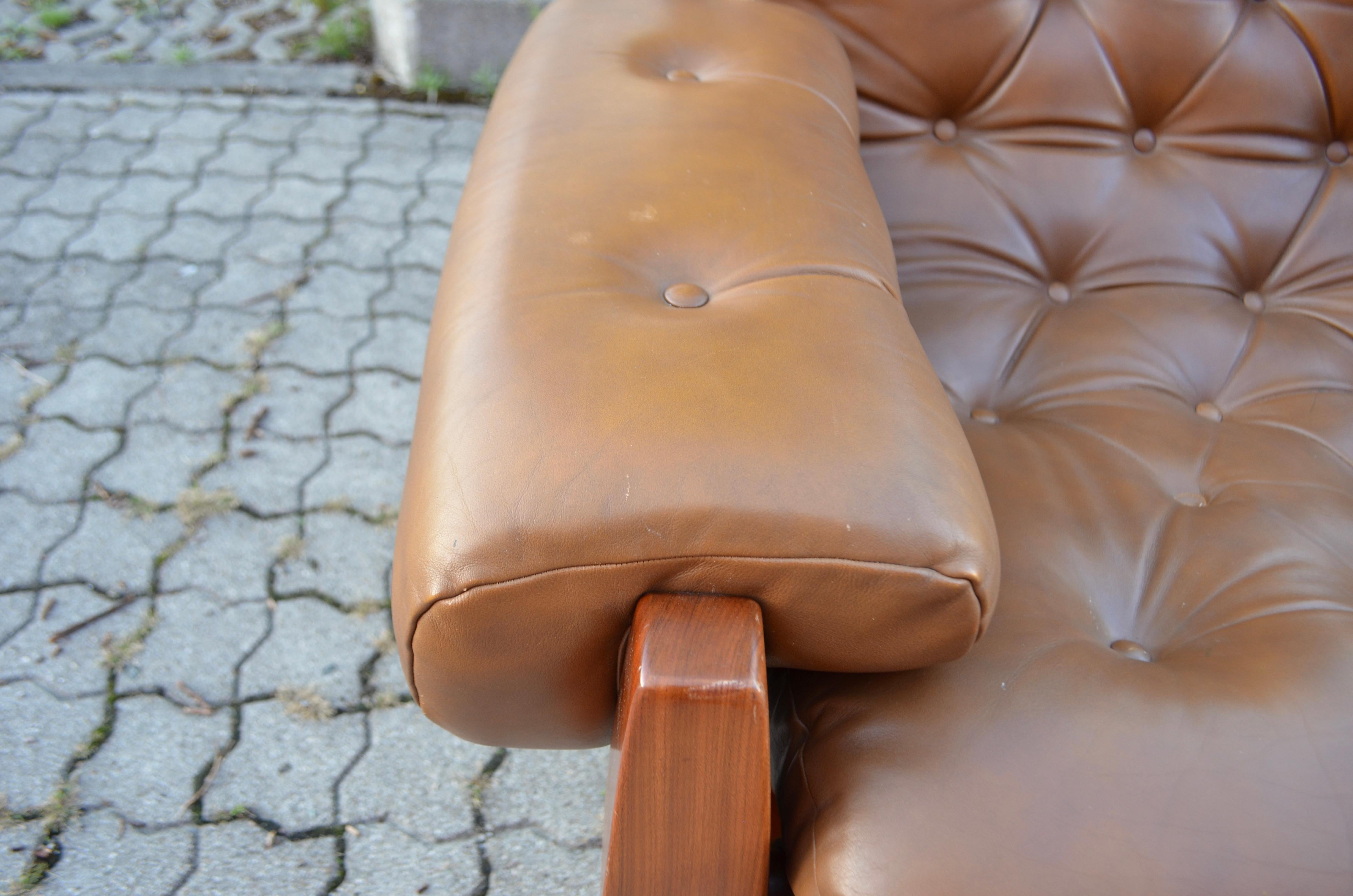 Brazilian Lounge Cognac Leather Armchair 1960s in the Manner of Jean Gillon For Sale 6