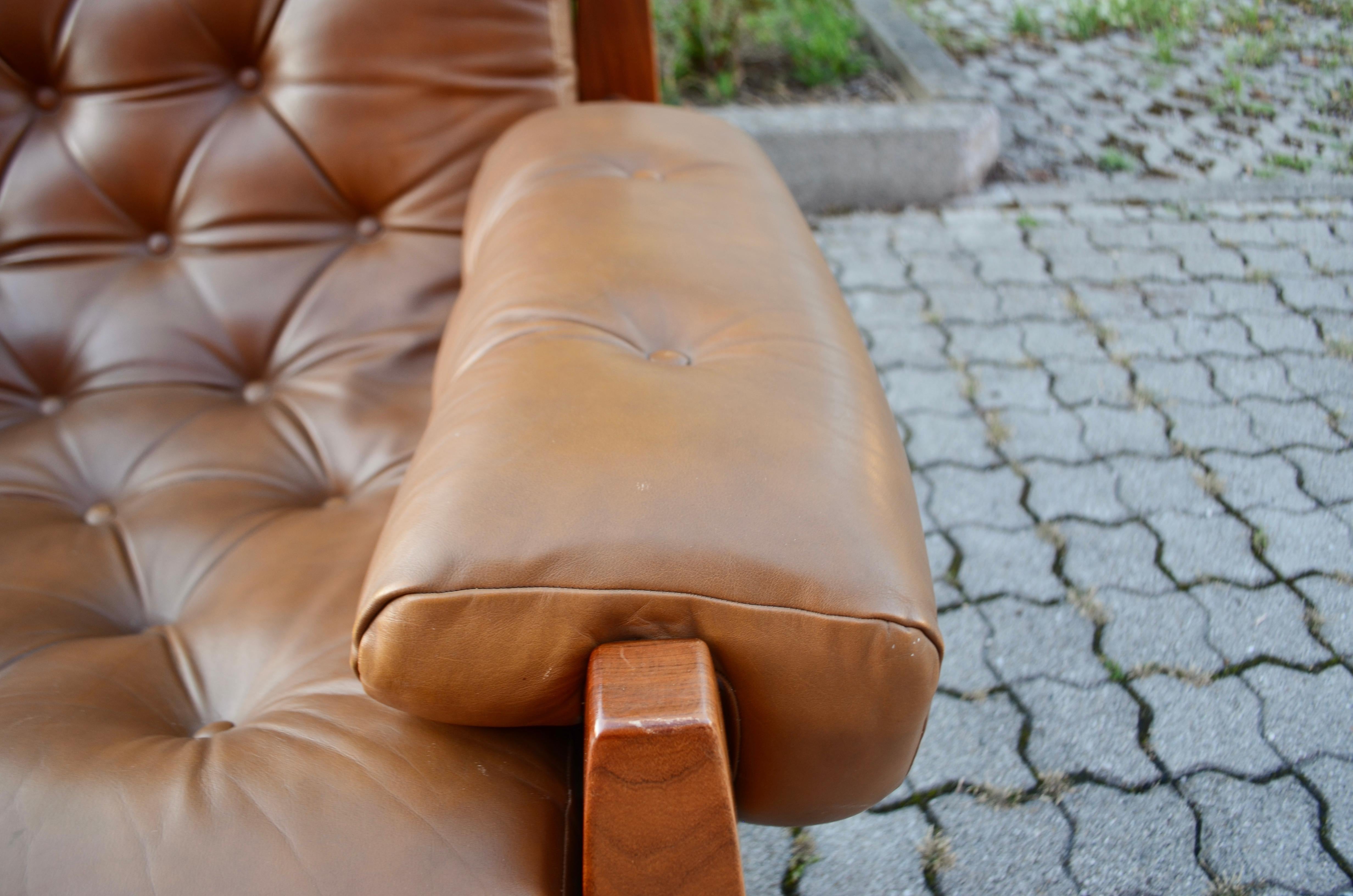 Brazilian Lounge Cognac Leather Armchair 1960s in the Manner of Jean Gillon For Sale 7