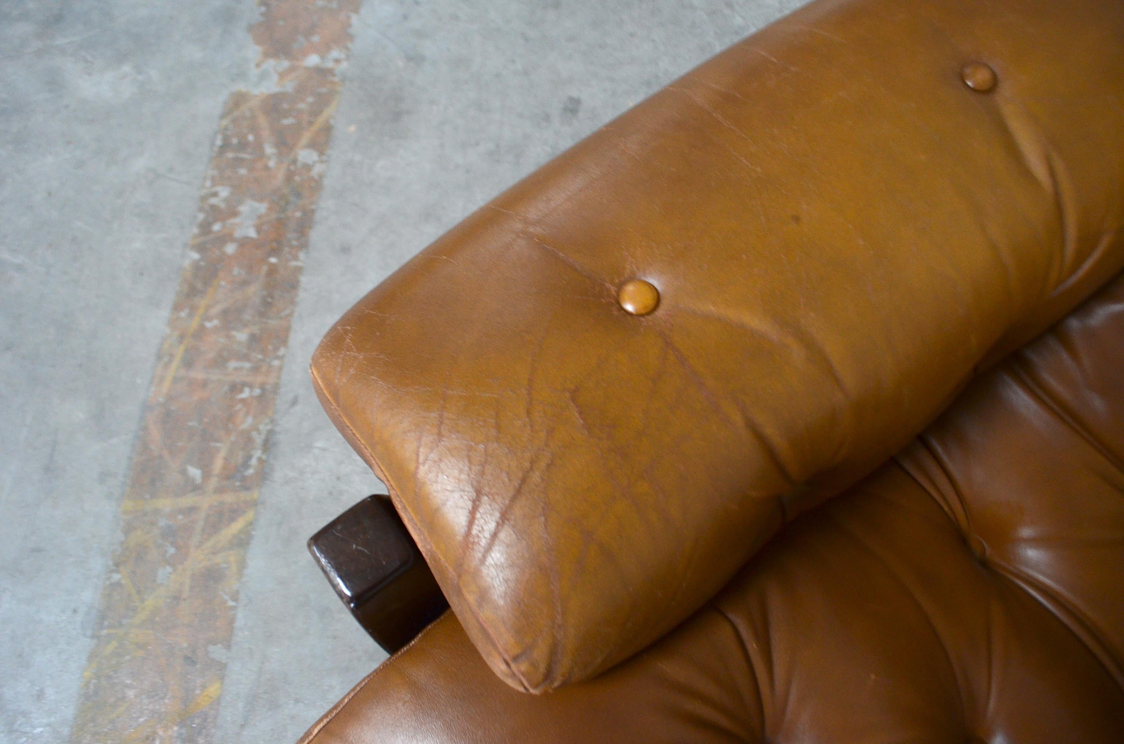 Brazilian Lounge Cognac Leather Armchair 1960s in the Manner of Jean Gillon 8